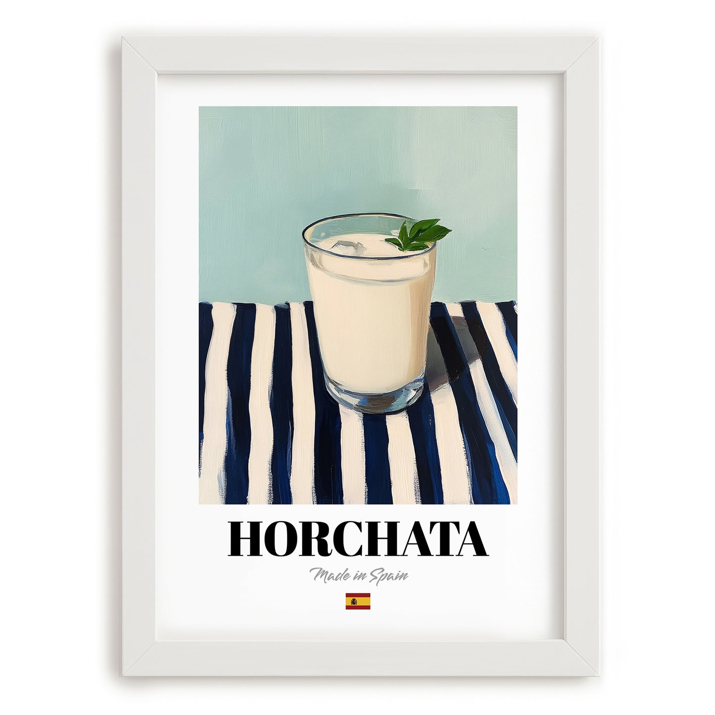 Horchata – Spanish Beverage Drink, Hotel Lobby Poster, placed in minimal white frame