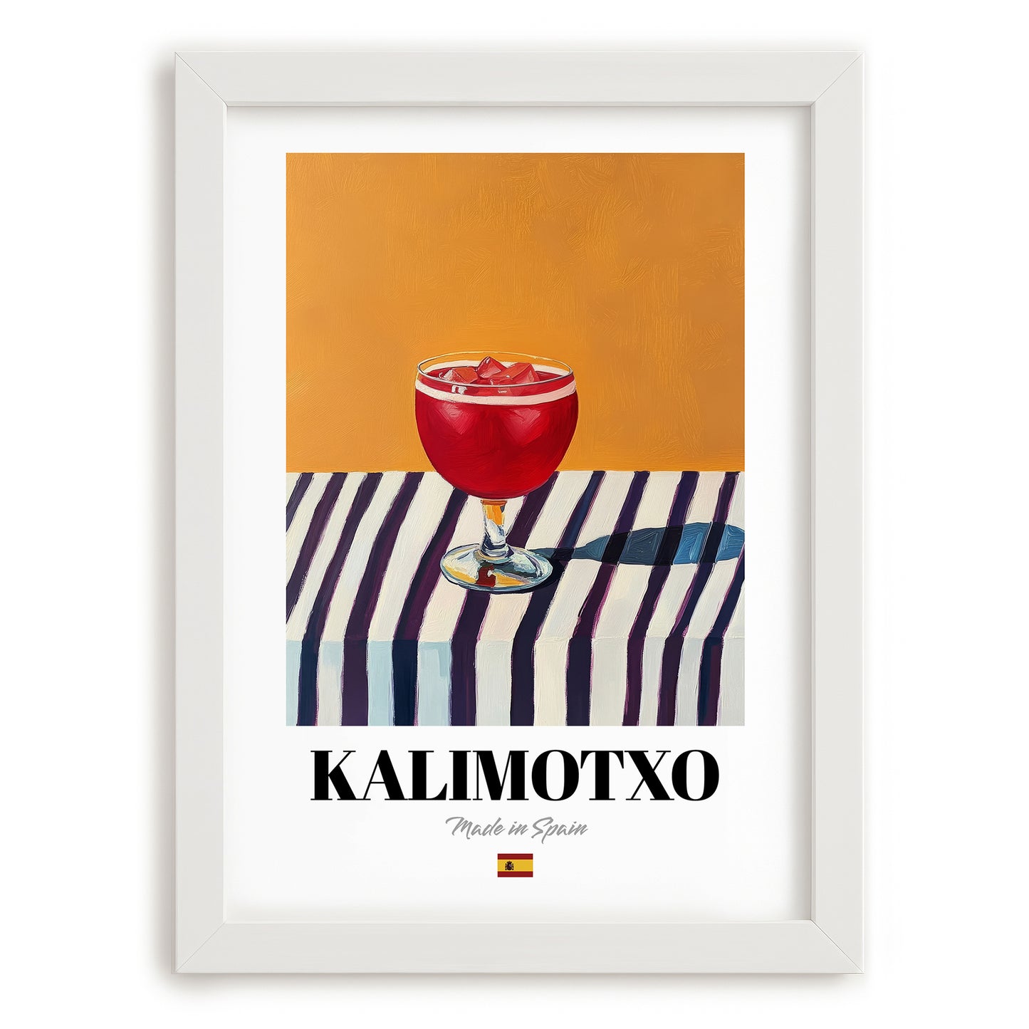 Kalimotxo – Spanish Cocktail Drink, Cocktail Lounge Painting, placed in minimal white frame