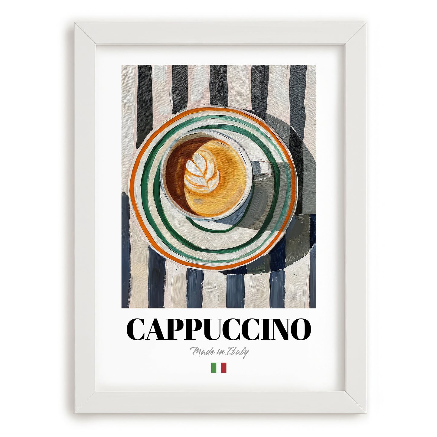 Cappuccino Lot #2 - Café italien sur nappe rayée