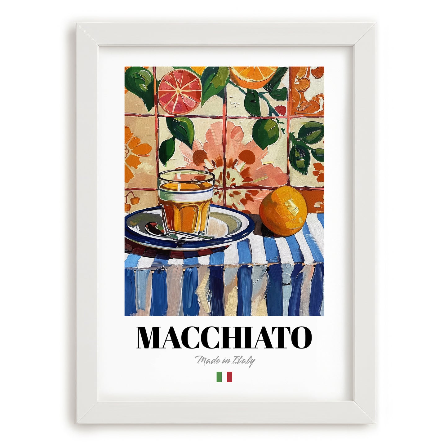 Macchiato – Italian Coffee, Café Print, placed in minimal white frame