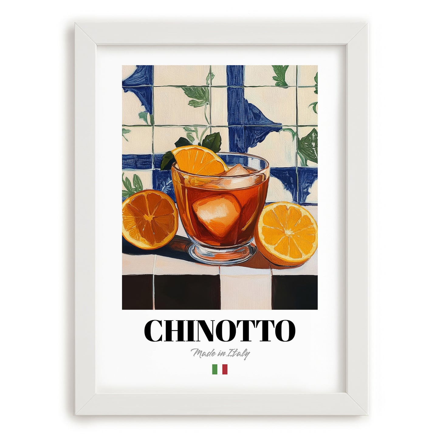 Chinotto – Italian Beverage Drink, Sky Bar Poster, placed in minimal white frame