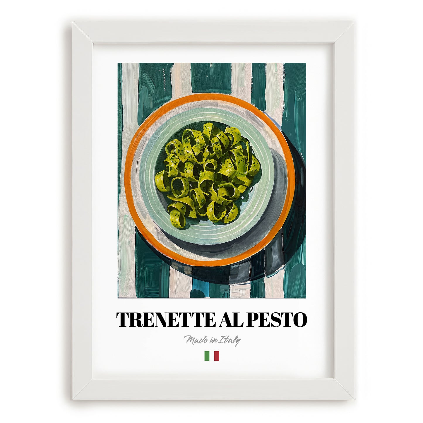Trenette al Pesto – Italian Pasta, Osteria Poster, placed in minimal white frame
