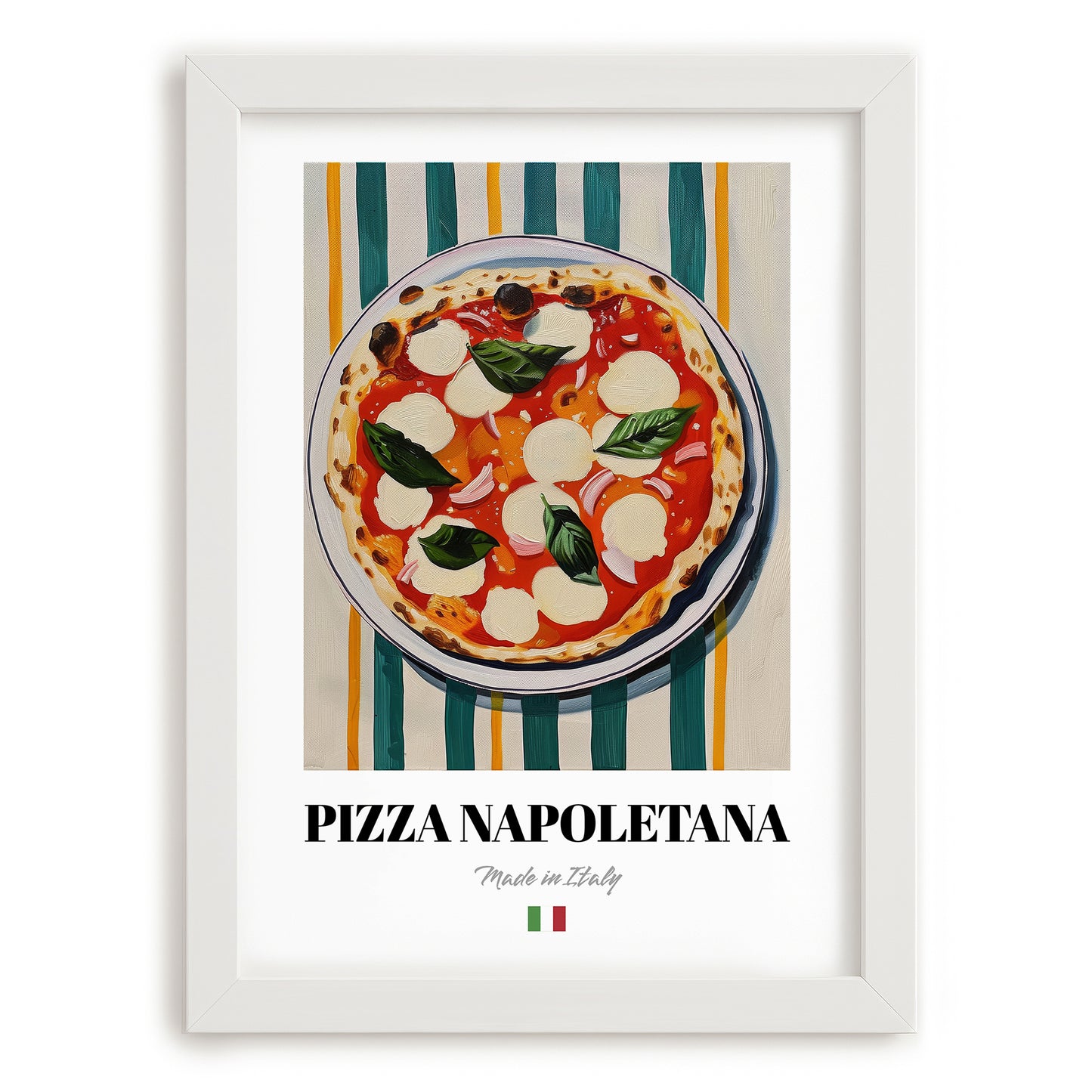 Pizza Napoletana – Italian Pizza, Pizzeria Still Life, placed in minimal white frame