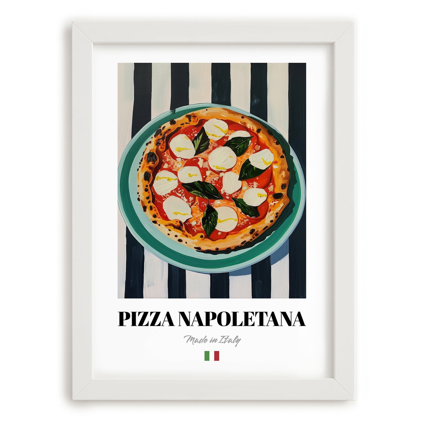 Pizza Napoletana – Italian Pizza, Restaurant Poster, placed in minimal white frame