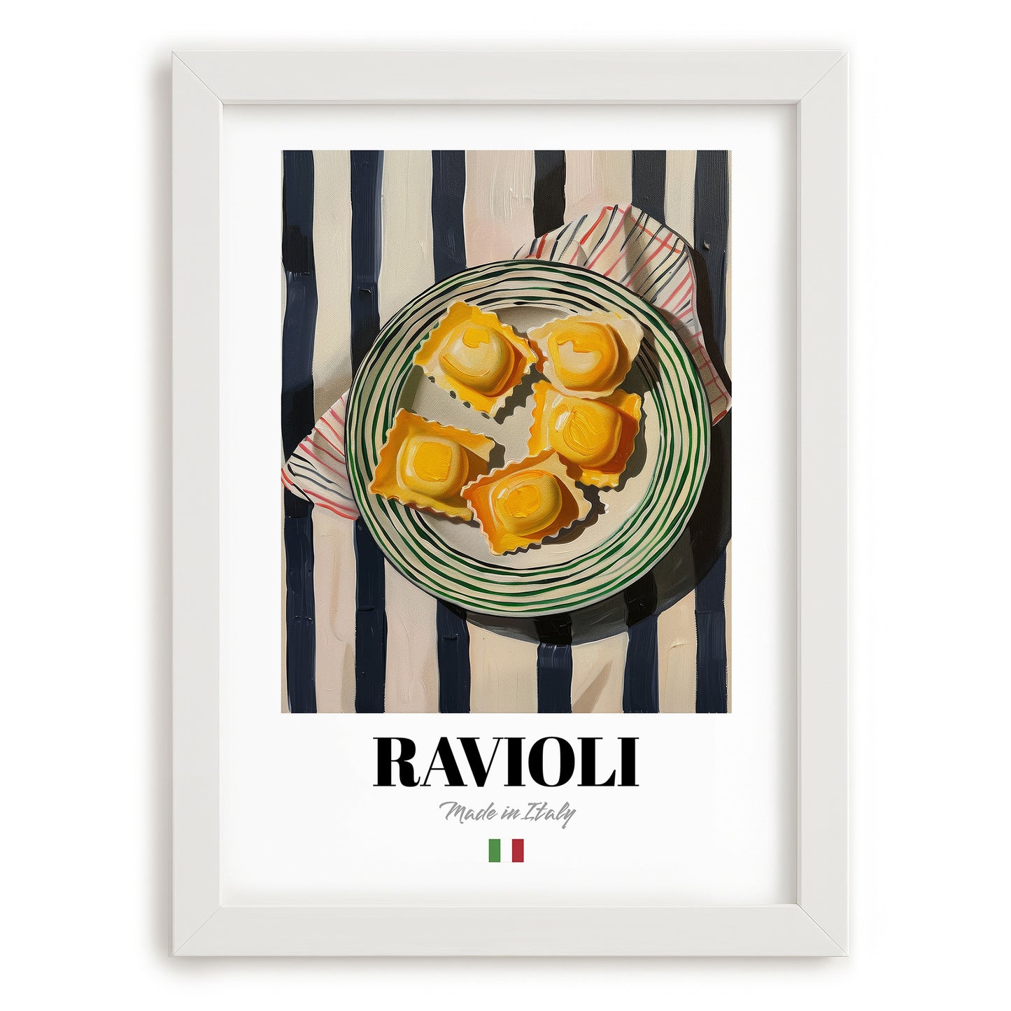 Ravioli – Italian Pasta, Osteria Art, placed in minimal white frame
