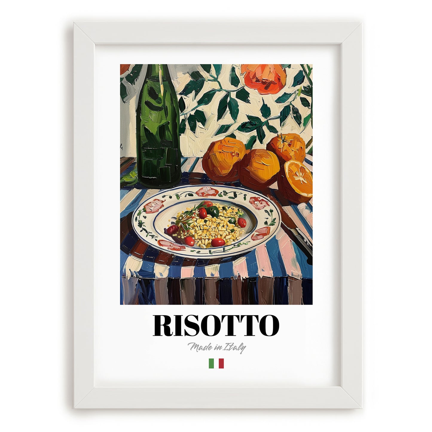 Risotto – Italian Stew Dish, Bistro Wall Art, placed in minimal white frame