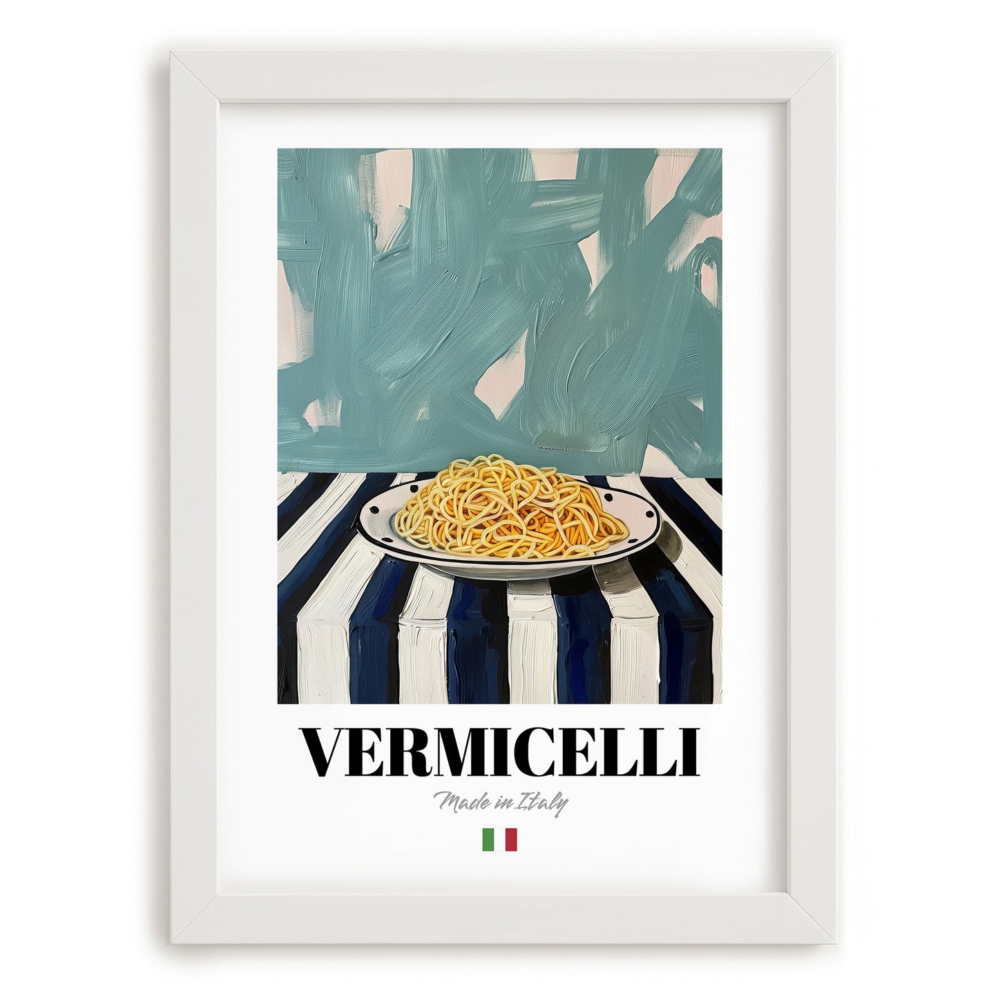 Vermicelli – Italian Pasta, Osteria Still Life, placed in minimal white frame