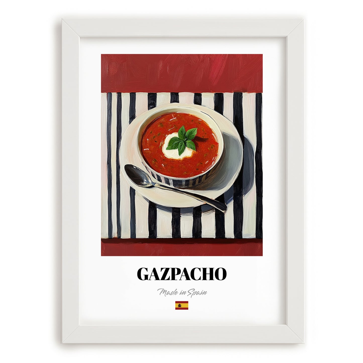 Gazpacho – Art, Spanish Food Wall Art, placed in minimal white frame