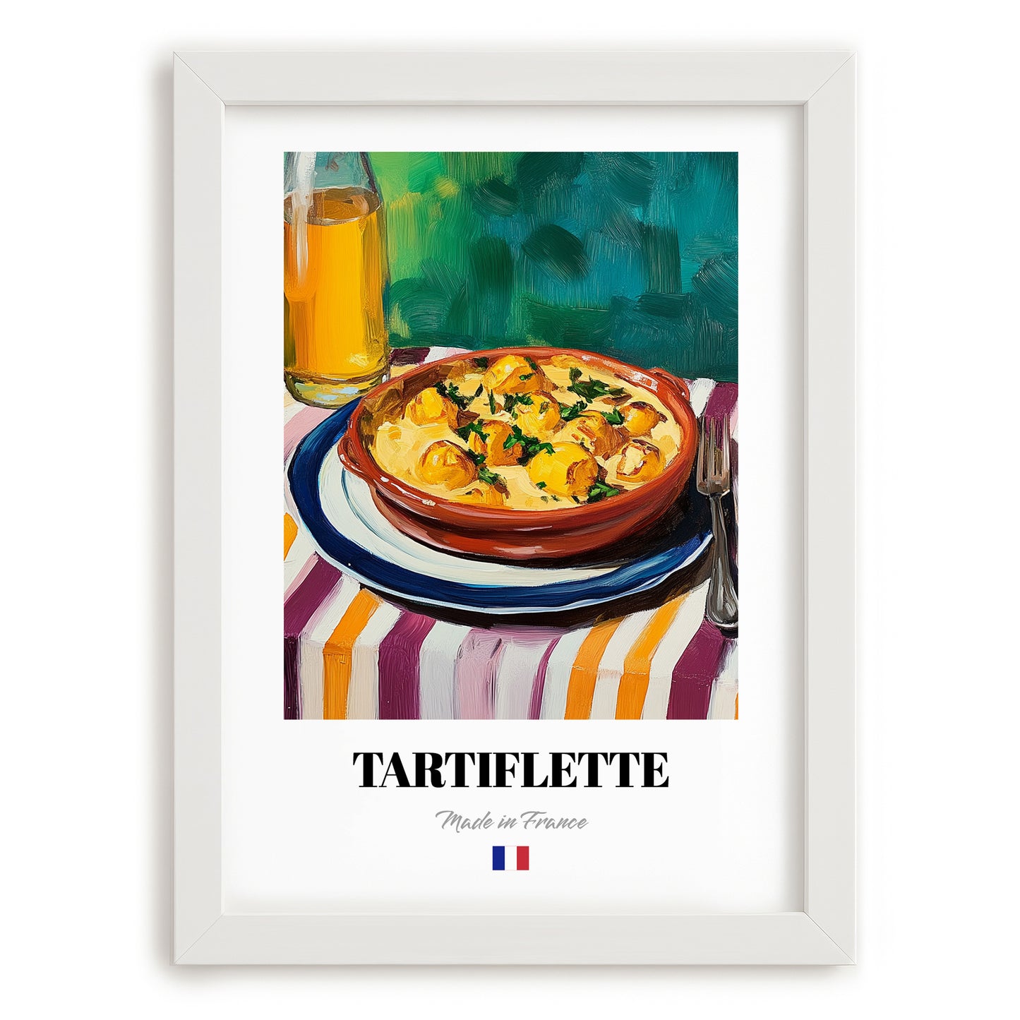 Tartiflette – Art, French Food Still Life, placed in minimal white frame