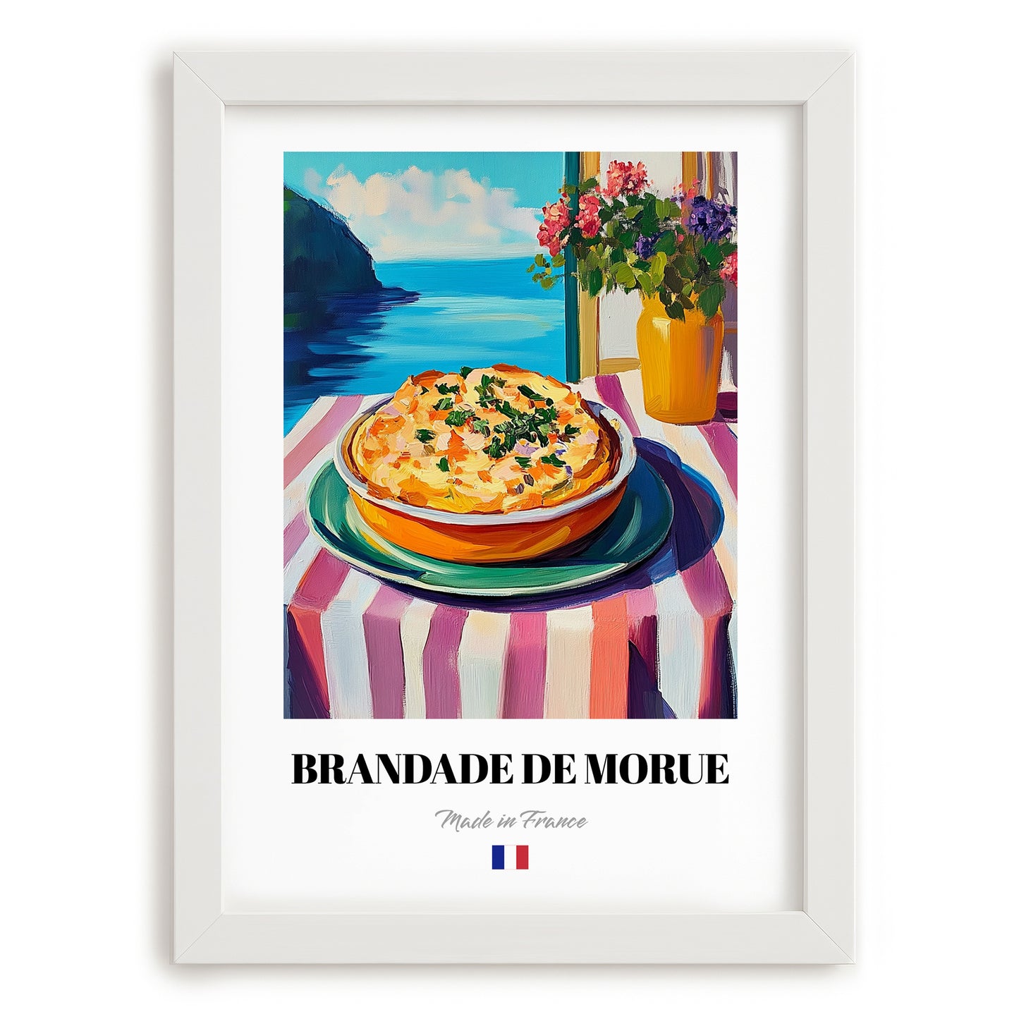 Brandade de Morue – Art, French Food Print, placed in minimal white frame