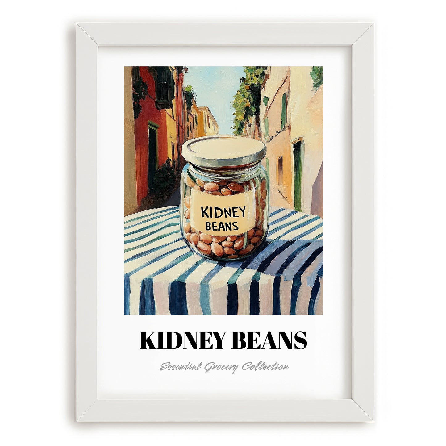 Kidney Beans – Italian Outdoor Café Scene, Food Stash Print, placed in minimal white frame
