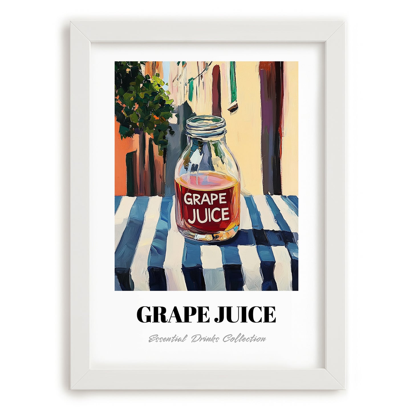 Grape Juice – Italian Café on the Corner, Lemonade Wall Illustration, placed in minimal white frame