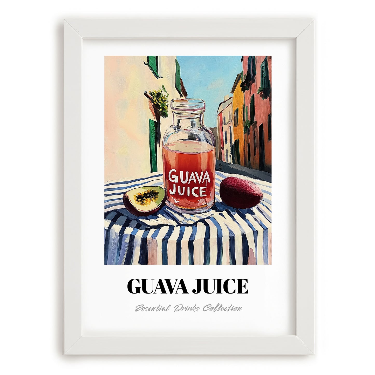 Guava Juice – Italian Urban Café Scene, Lemonade Print, placed in minimal white frame