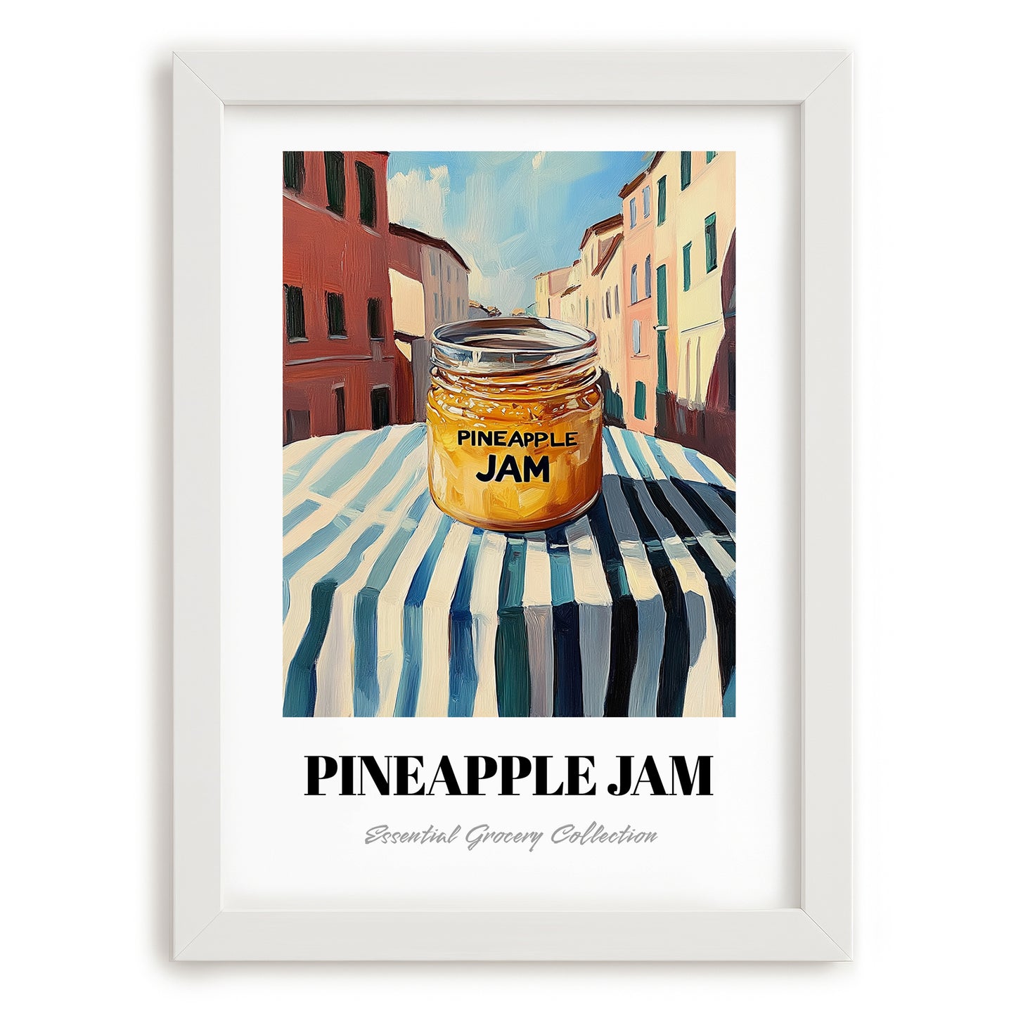 Pineapple Jam – Italian Urban Café Scene, Jam Print, placed in minimal white frame
