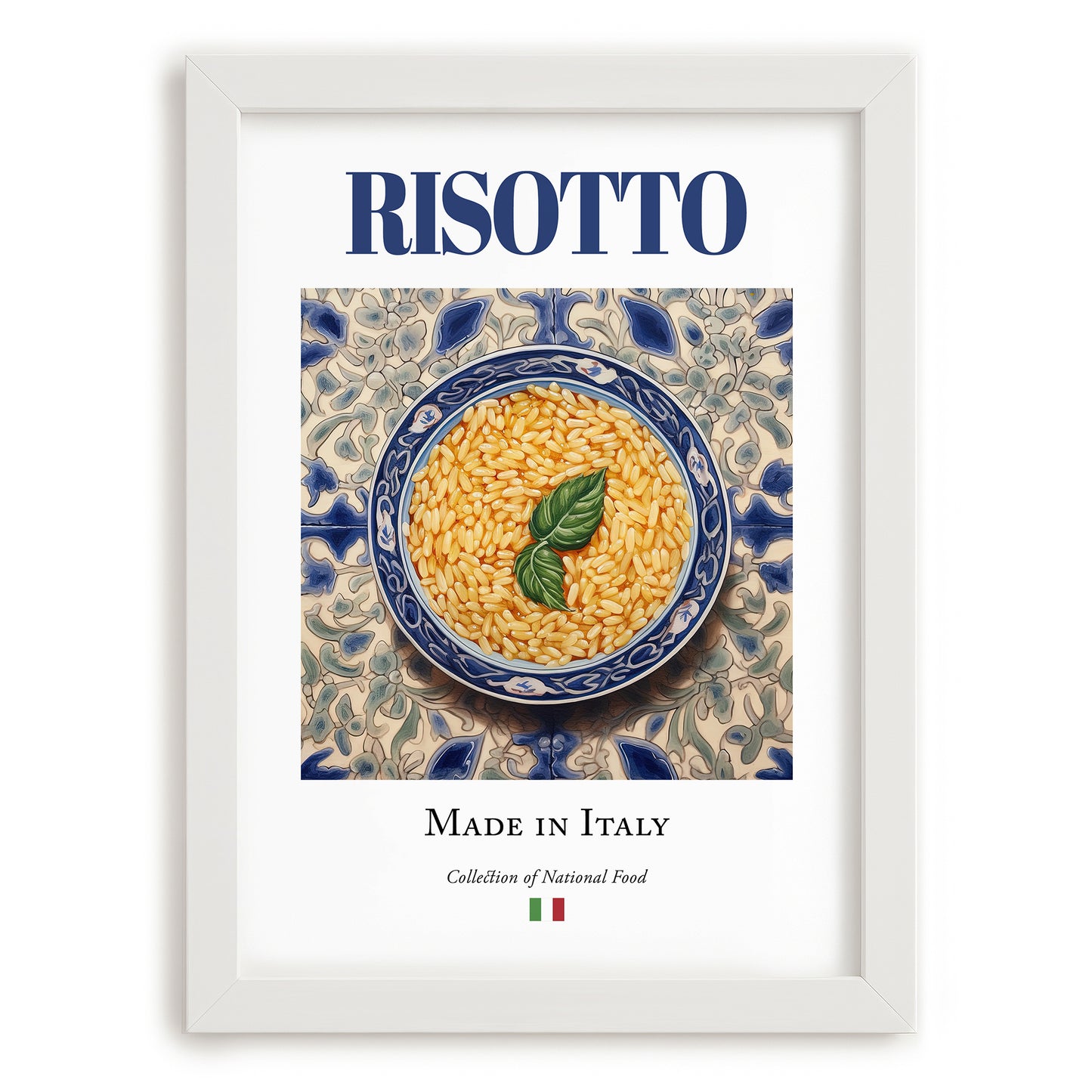 Risotto – Italian Rice Dish, Bistro Wall Art, placed in minimal white frame
