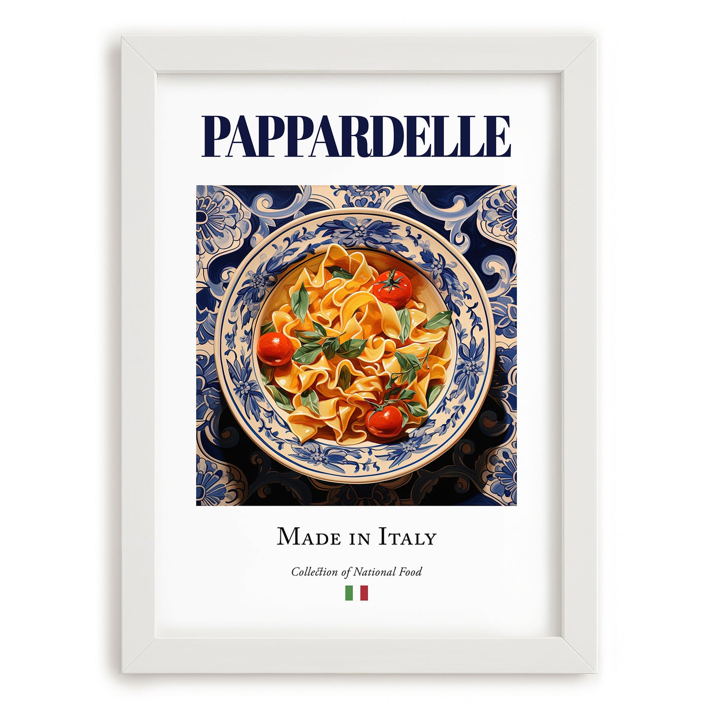 Pappardelle – Italian Pasta, Osteria Poster, placed in minimal white frame
