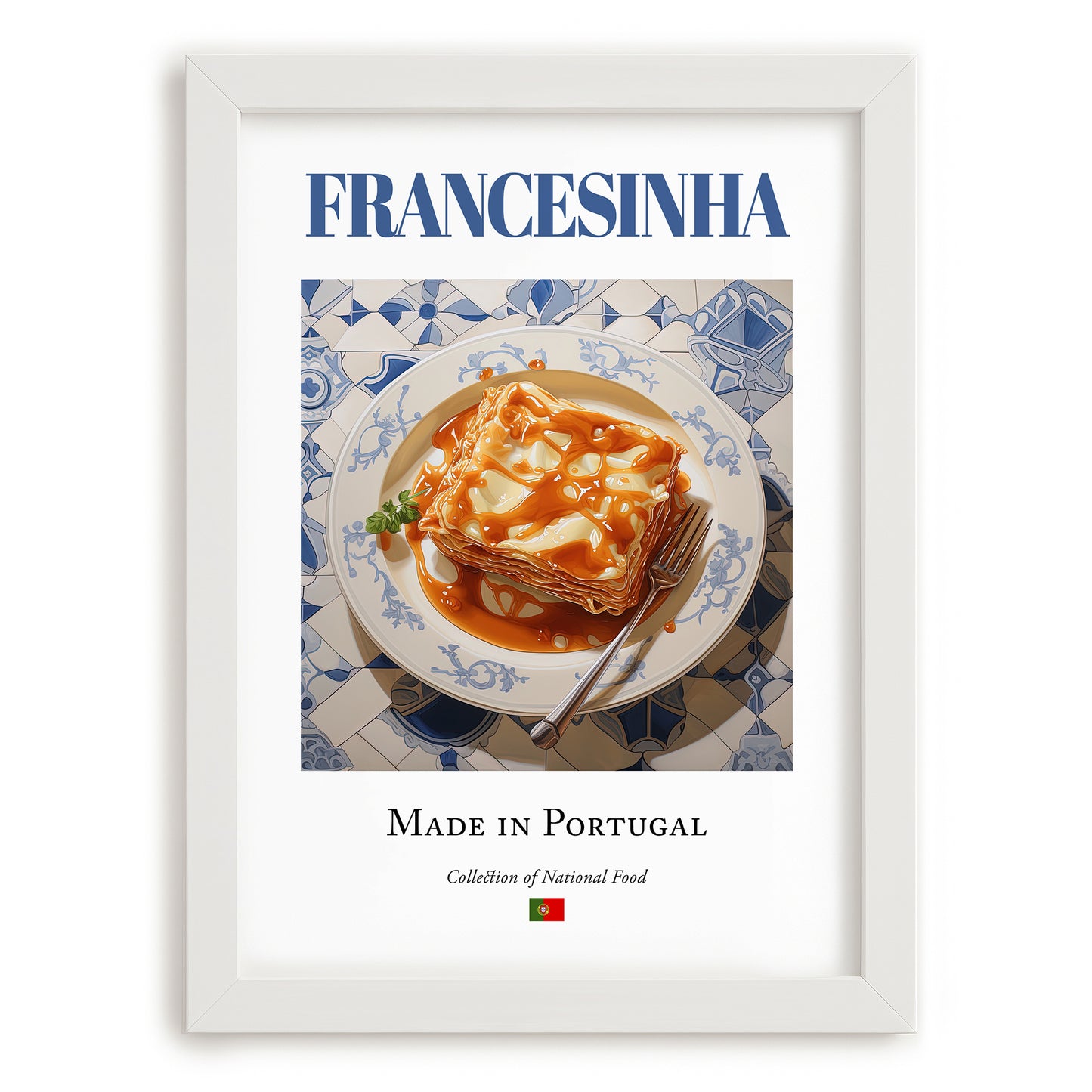 Francesinha – Portuguese Dish, Food Bar Print, placed in minimal white frame