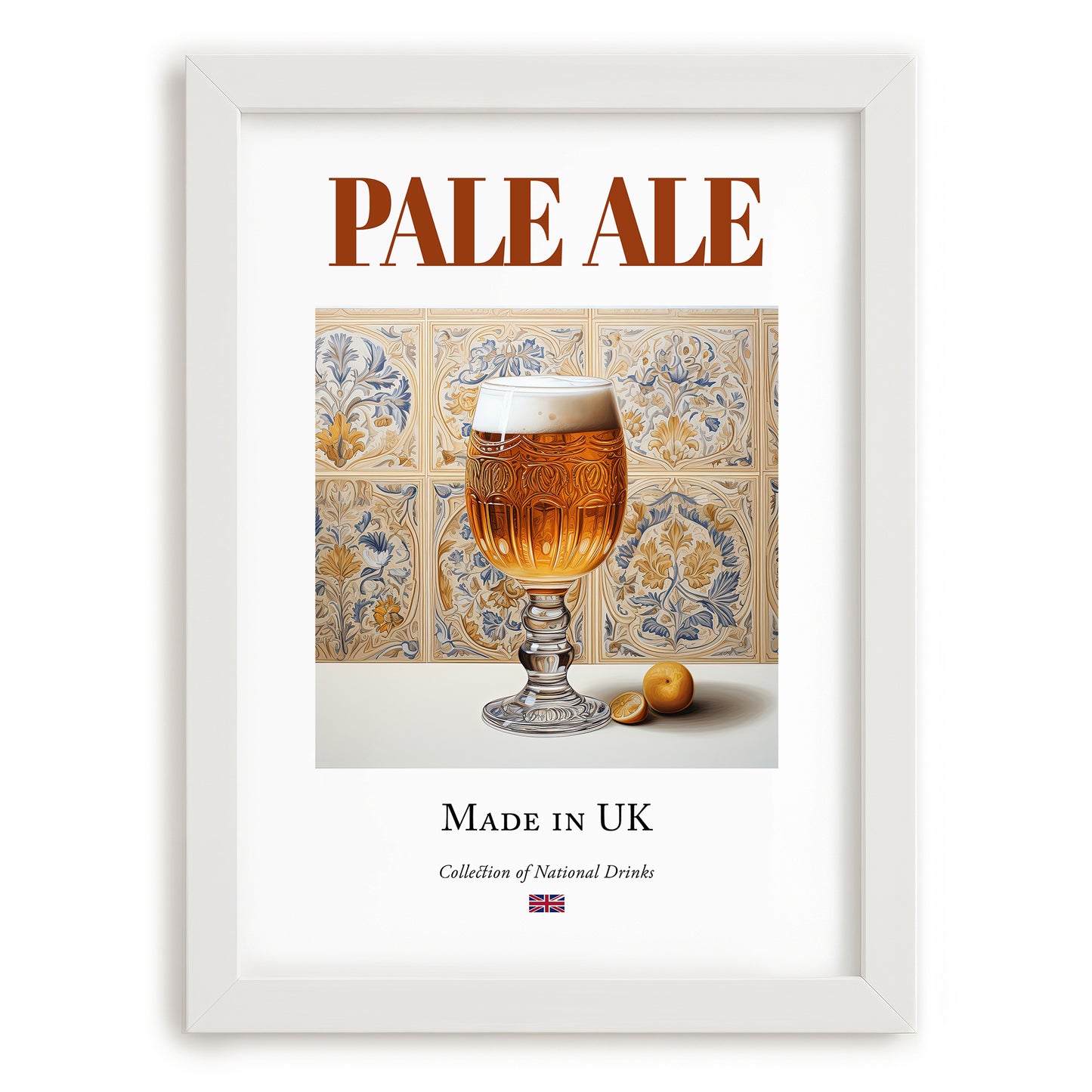 Pale Ale – English Beer, Gastropub Wall Art, placed in minimal white frame