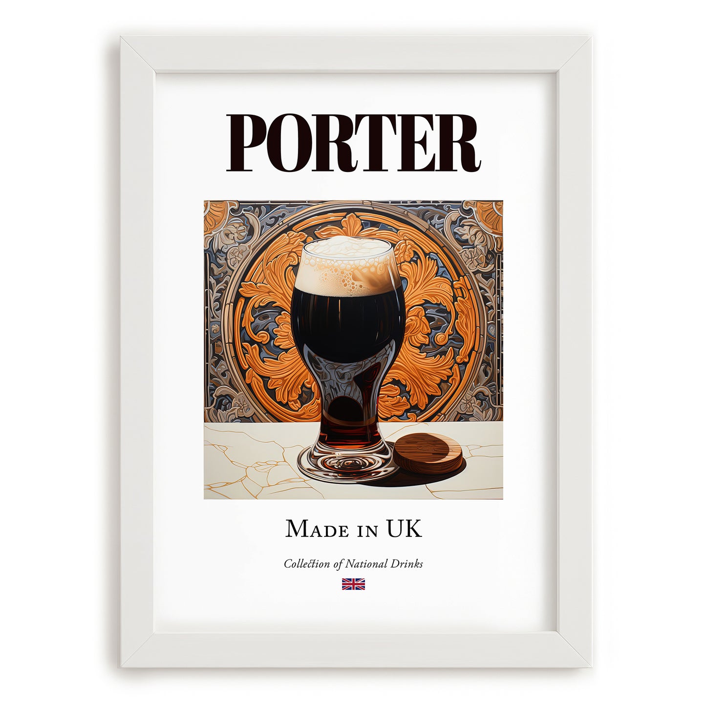 Porter – English Beer, Taproom Poster, placed in minimal white frame
