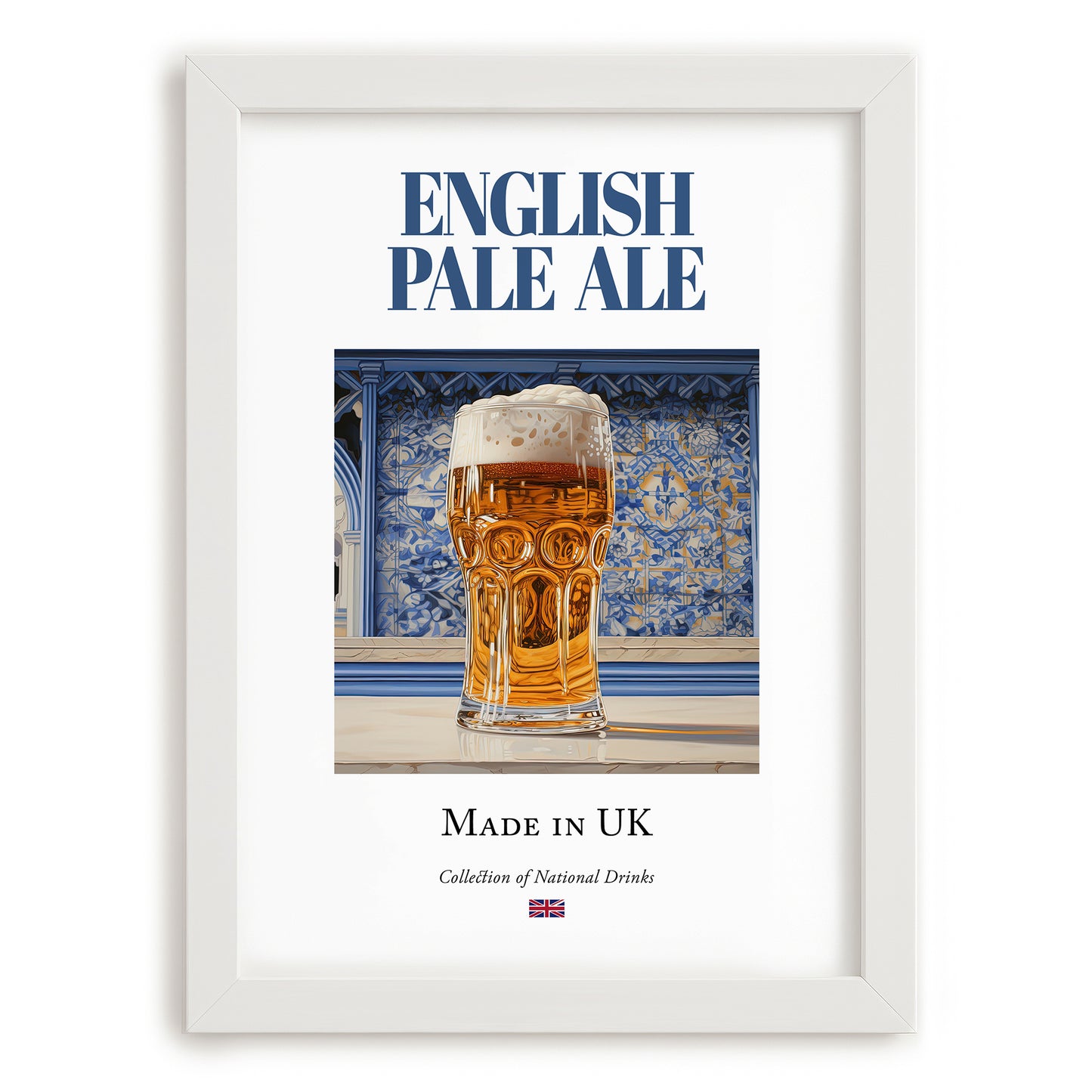 English Pale Ale – English Beer, Taproom Poster, placed in minimal white frame