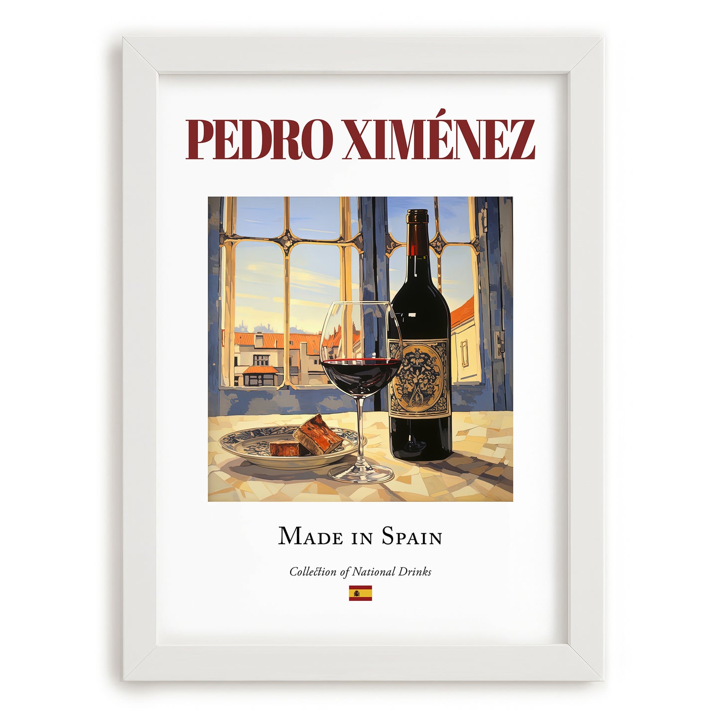 Pedro Ximénez – Spanish Dessert Wine, Tasting Room Wall Decor, placed in minimal white frame