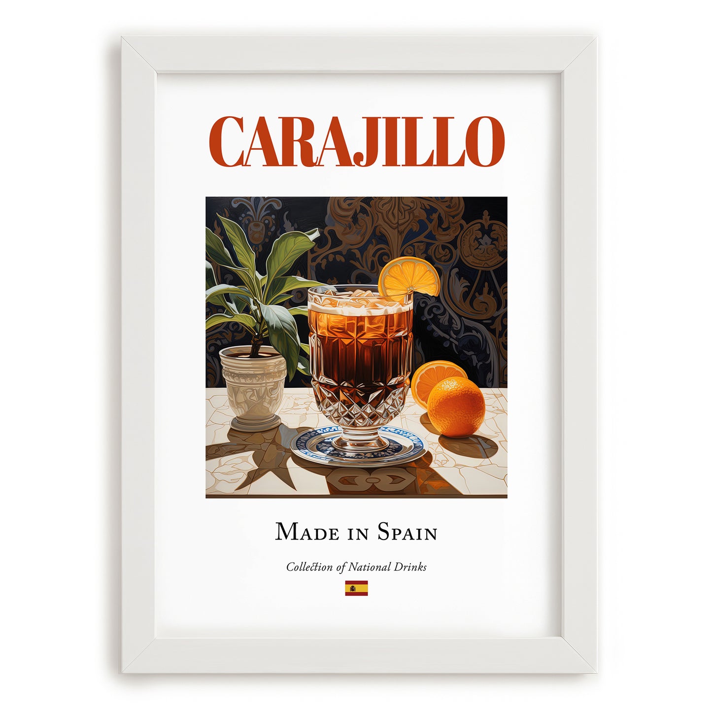 Carajillo – Spanish Coffee, Konditorei Still Life, placed in minimal white frame