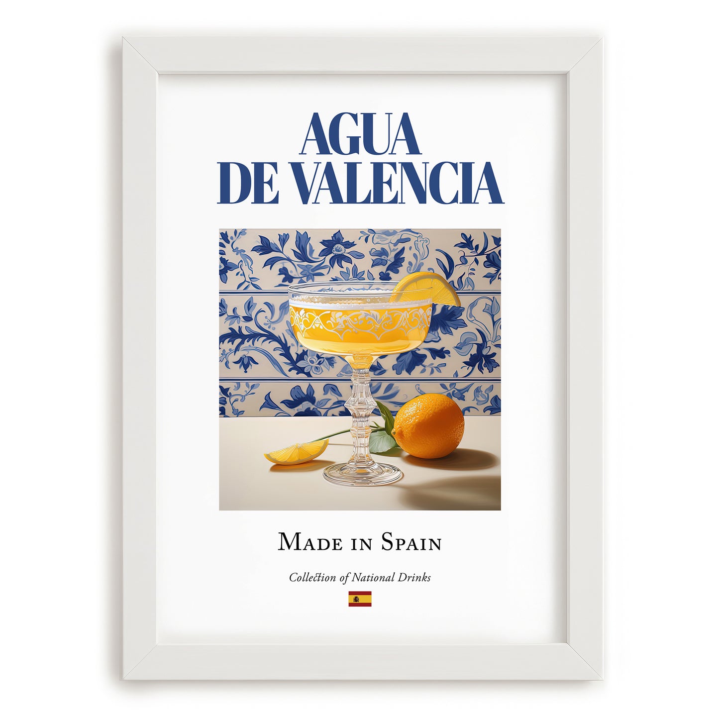 Agua de Valencia – Spanish Cocktail Drink, Rooftop Terrace Poster, placed in minimal white frame