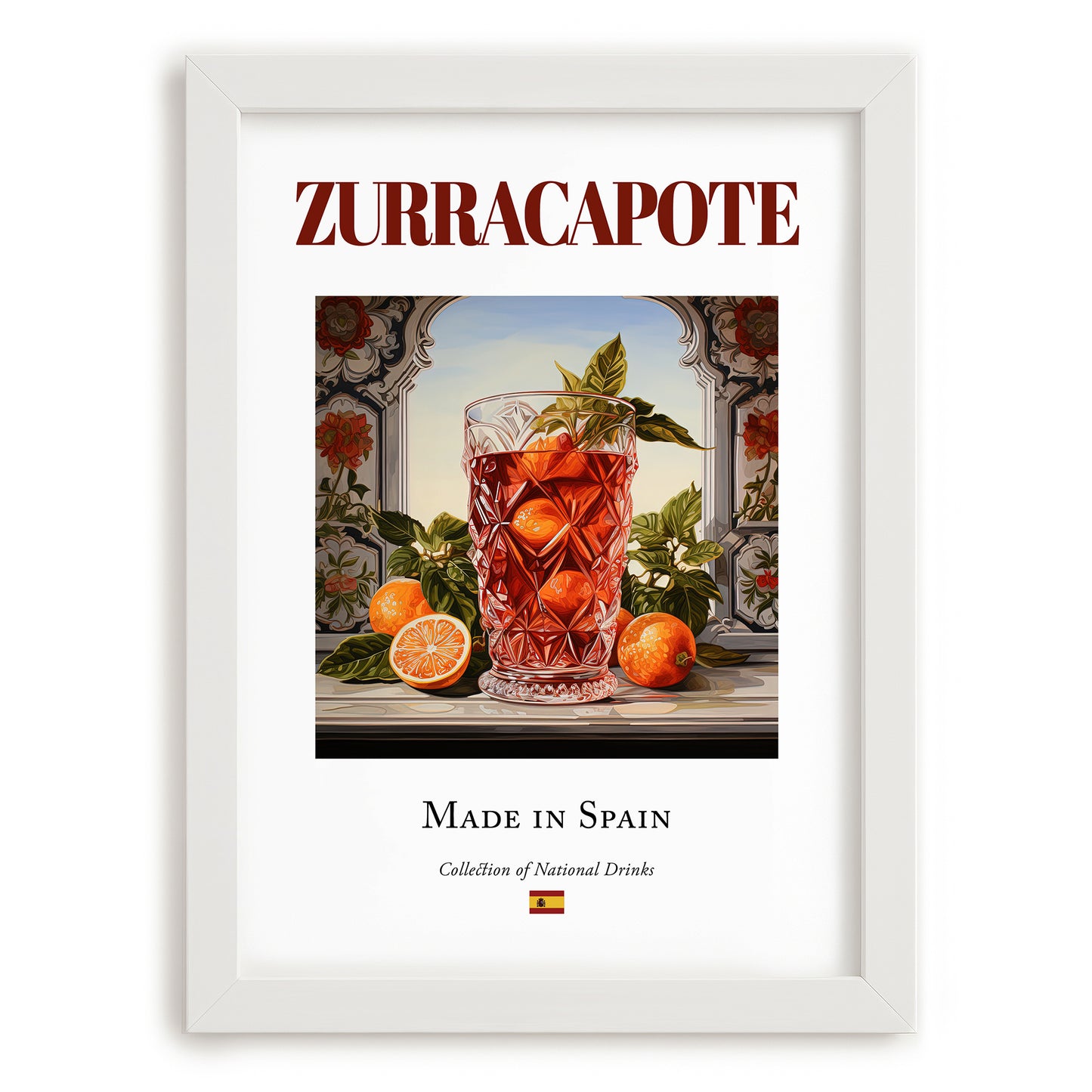Zurracapote – Spanish Cocktail Drink, Sky Bar Print, placed in minimal white frame