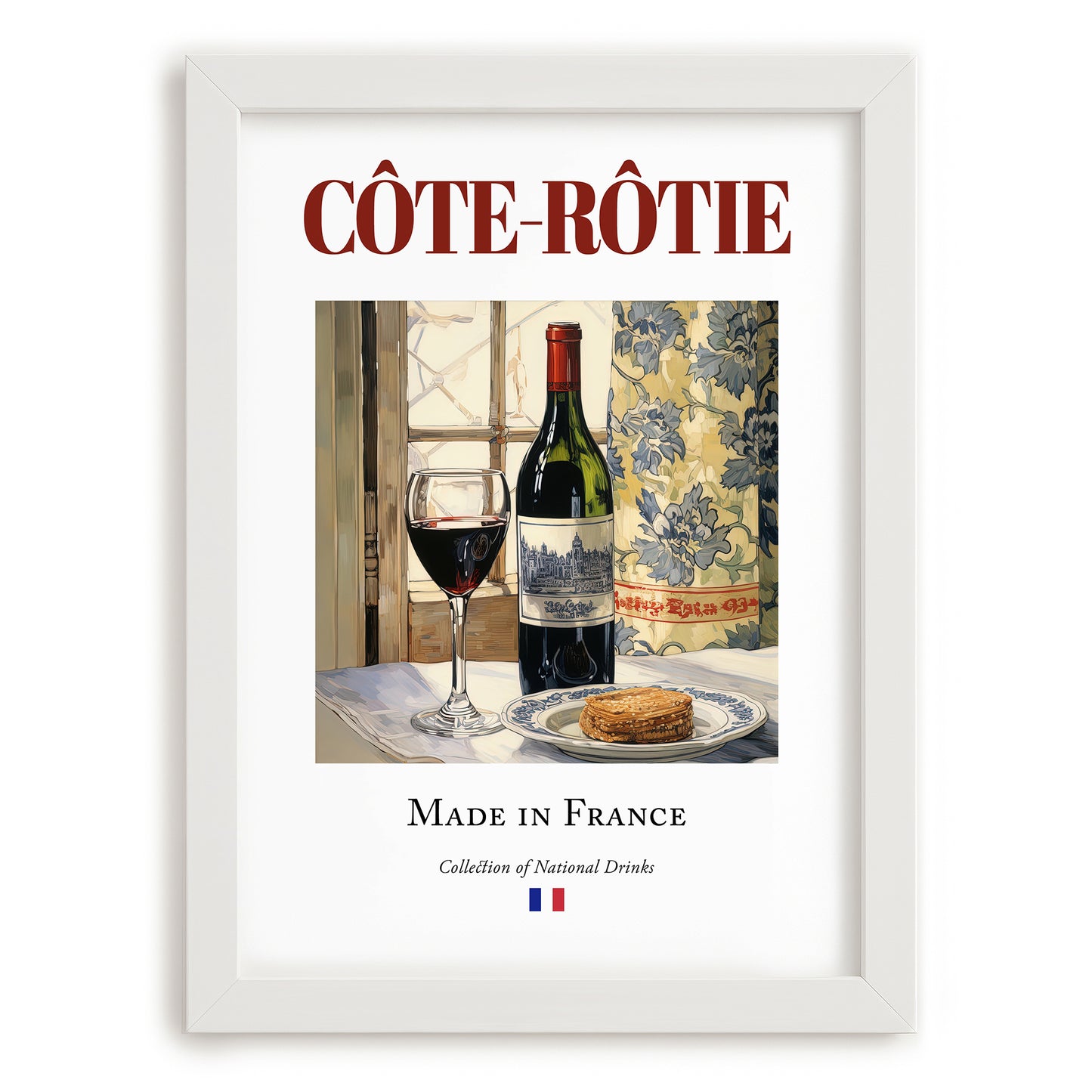 Côte-Rôtie – French Red Wine, Enoteca Wall Art, placed in minimal white frame