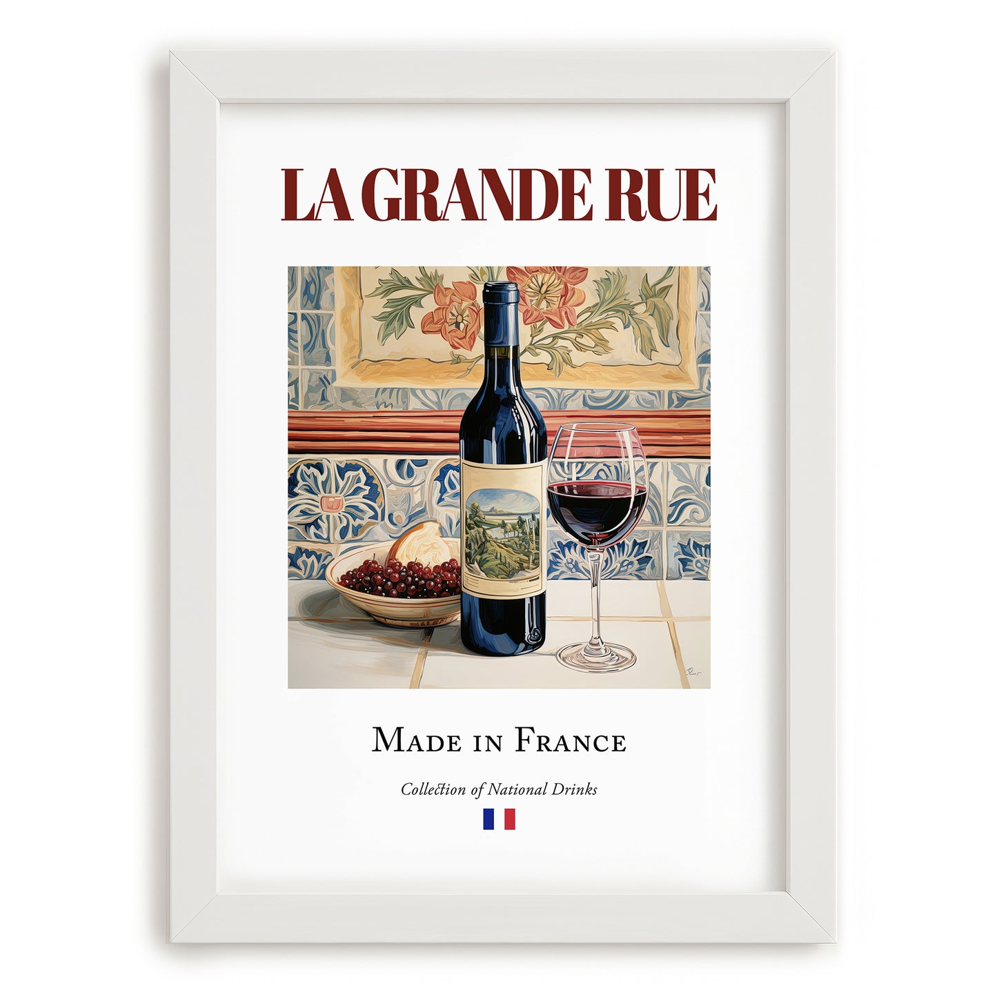 La Grande Rue – French Red Wine, Vinoteca Print, placed in minimal white frame