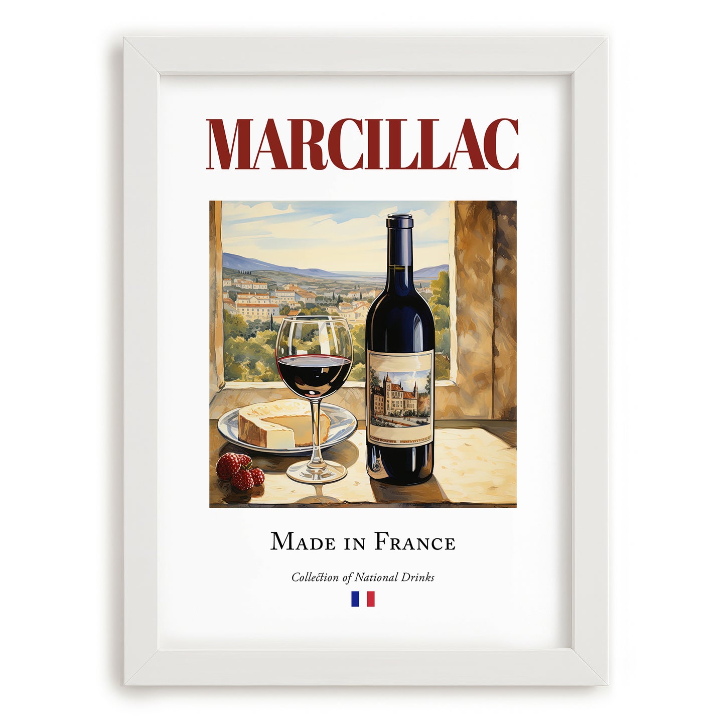 Marcillac – French Red Wine, Vinoteca Wall Decor, placed in minimal white frame