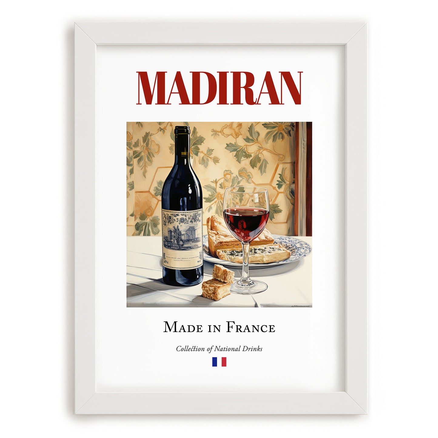 Madiran – French Red Wine, Vinoteca Illustration, placed in minimal white frame