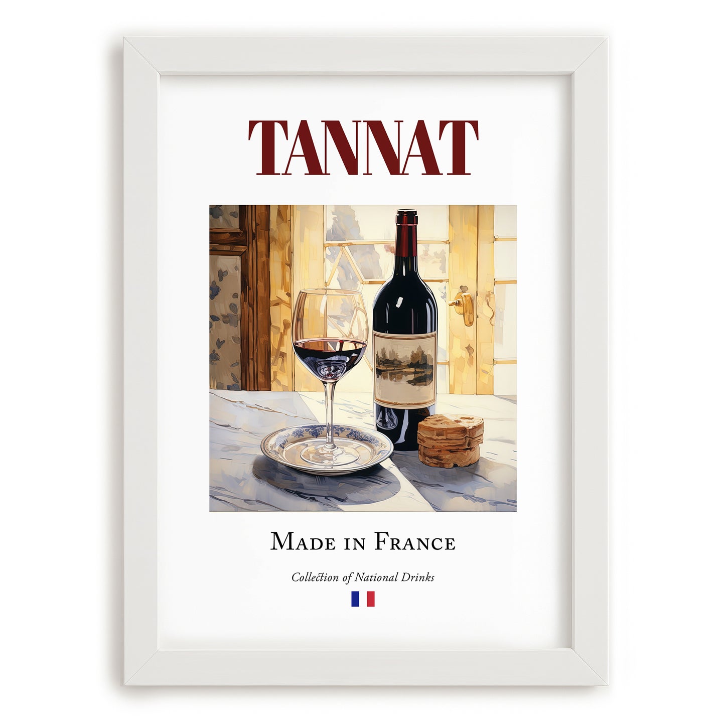 Tannat – French Red Wine, Vinoteca Illustration, placed in minimal white frame