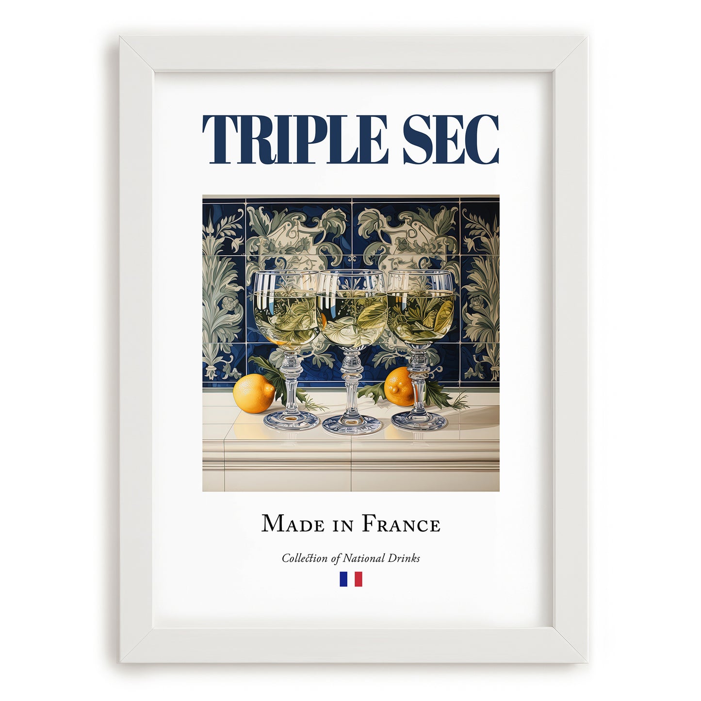 Triple sec – French Liqueur Drink, Speakeasy Poster, placed in minimal white frame