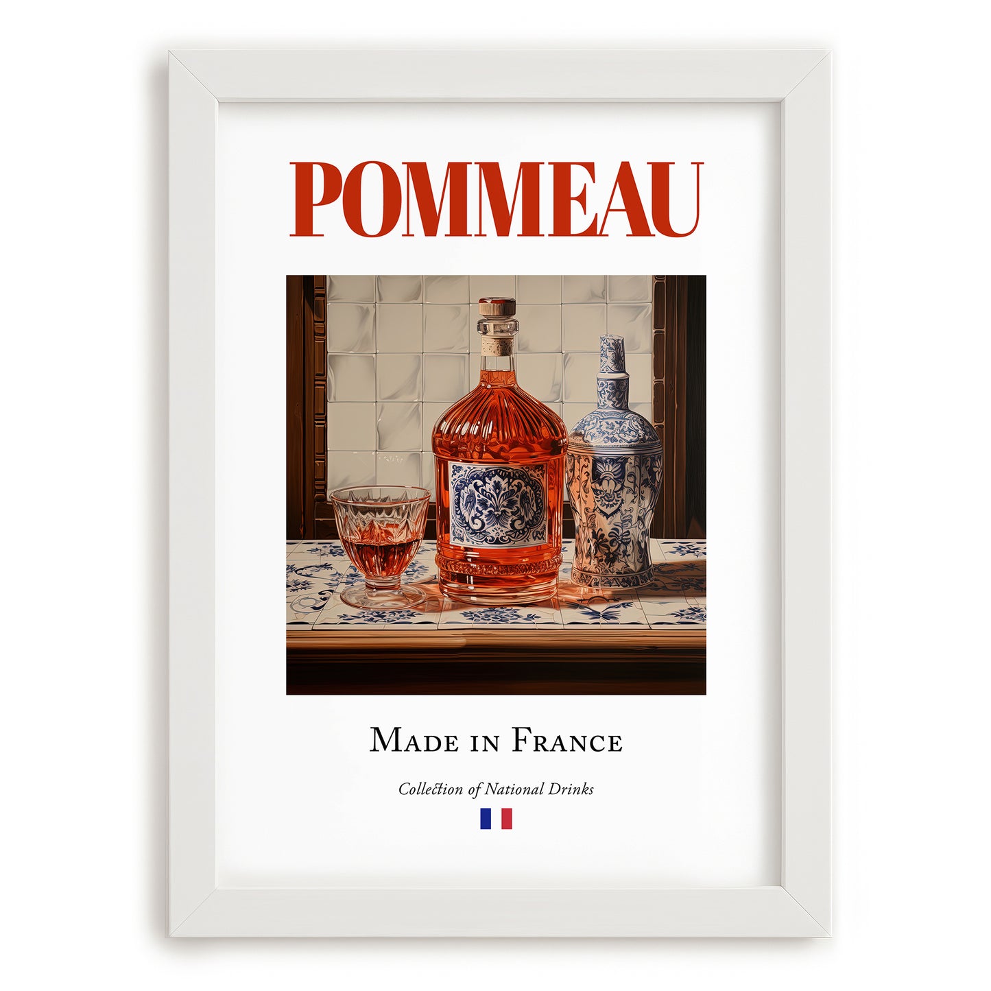 Pommeau – French Liqueur Drink, Sky Bar Poster, placed in minimal white frame