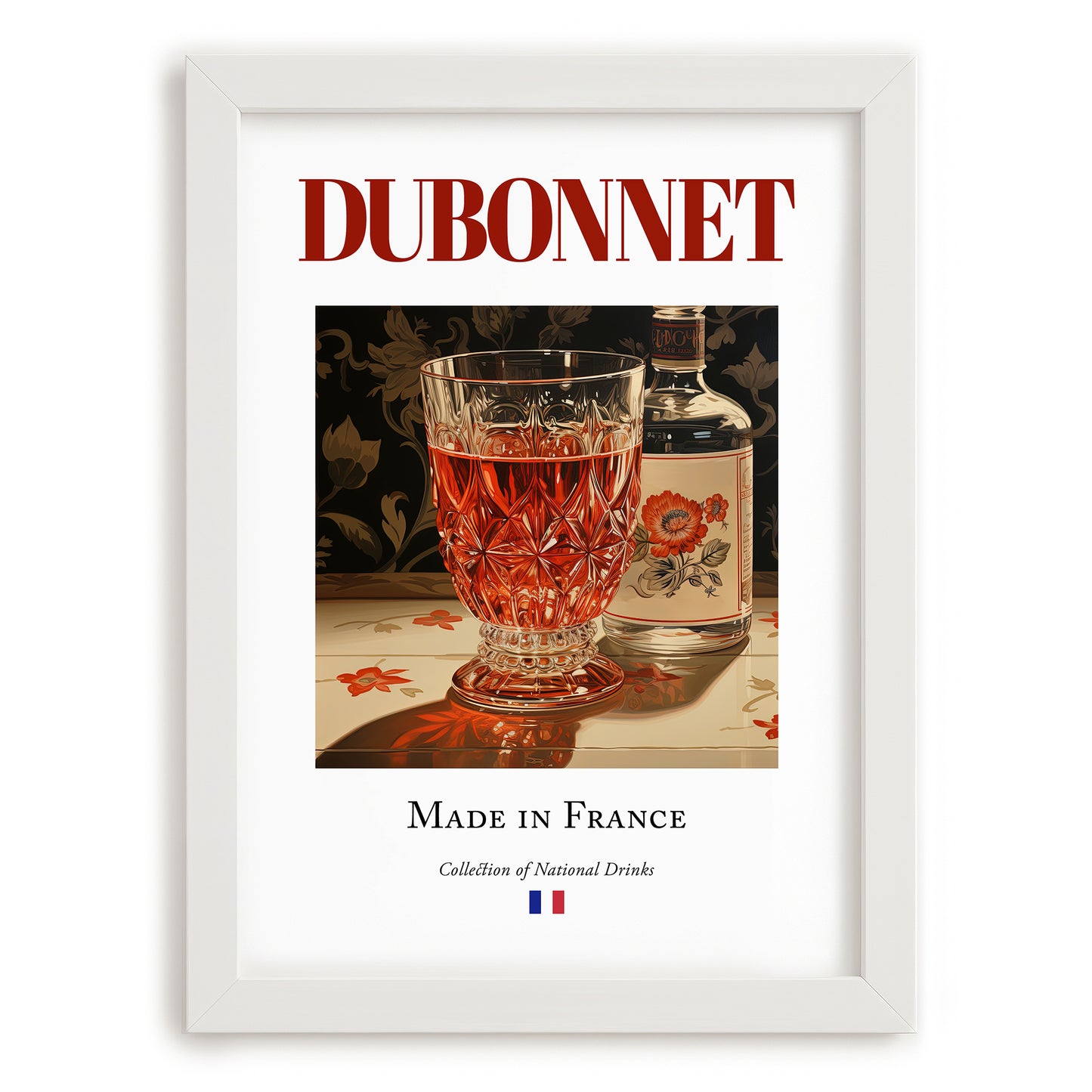 Dubonnet – French Liqueur Drink, Cocktail Lounge Poster, placed in minimal white frame