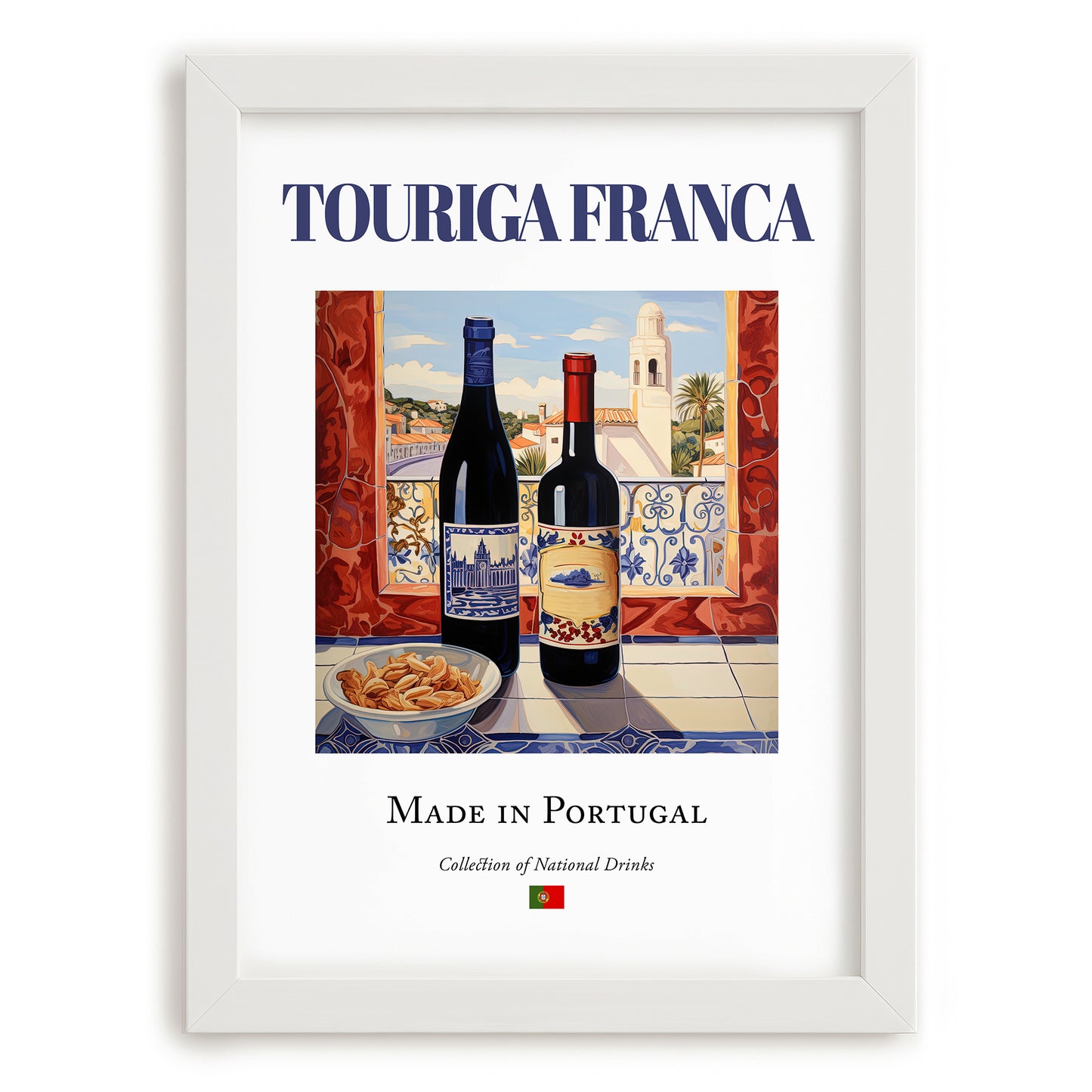 Touriga Franca – Portuguese Red Wine, Wine Bar Print, placed in minimal white frame
