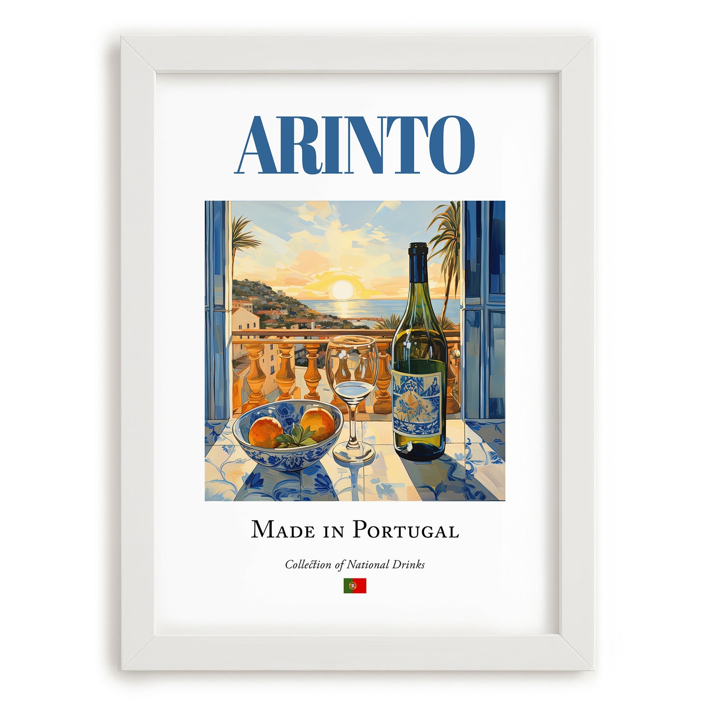 Arinto – Portuguese White Wine, Vinoteca Wall Art, placed in minimal white frame