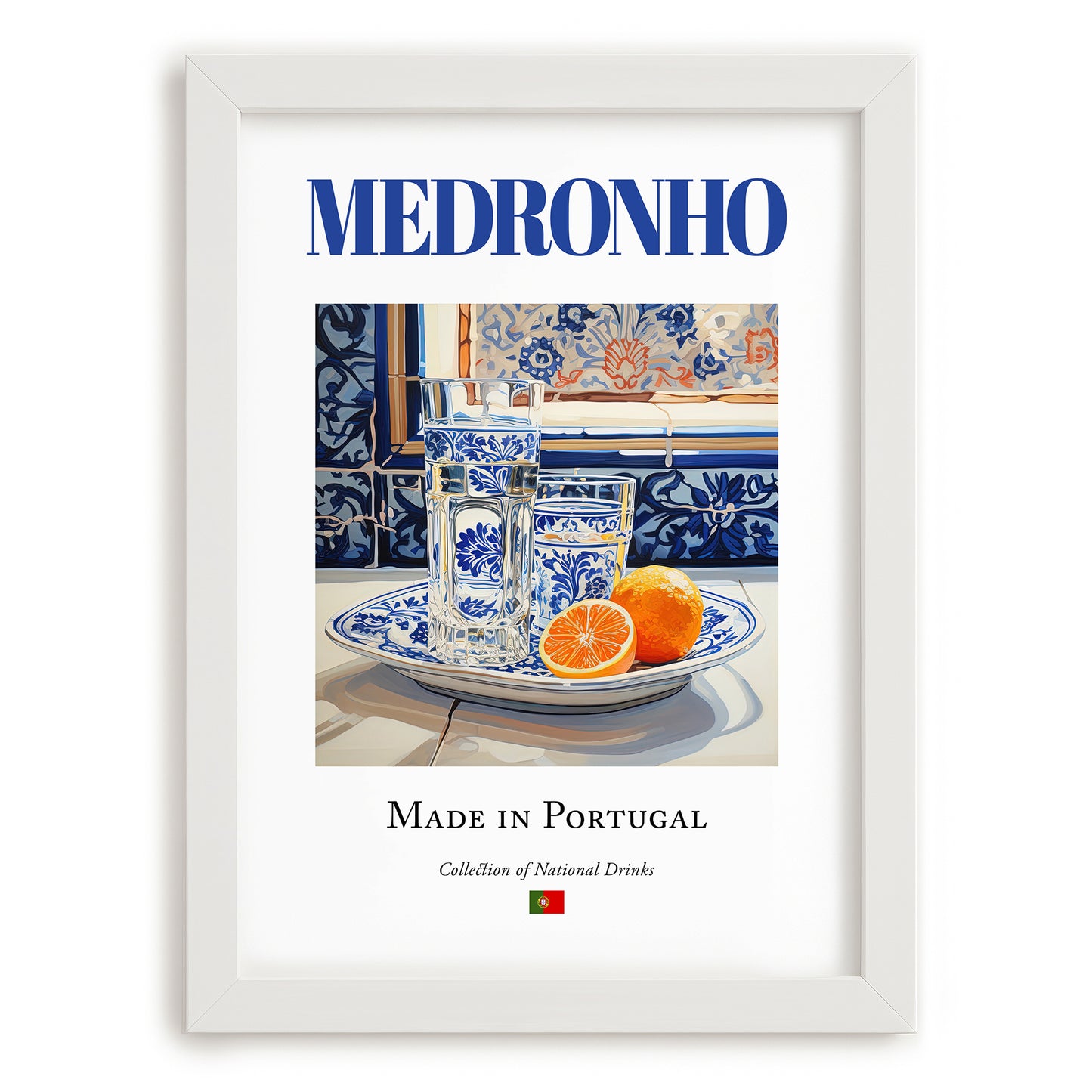 Medronho (brandy) – Portuguese Spirit Drink, Hotel Lobby Painting, placed in minimal white frame