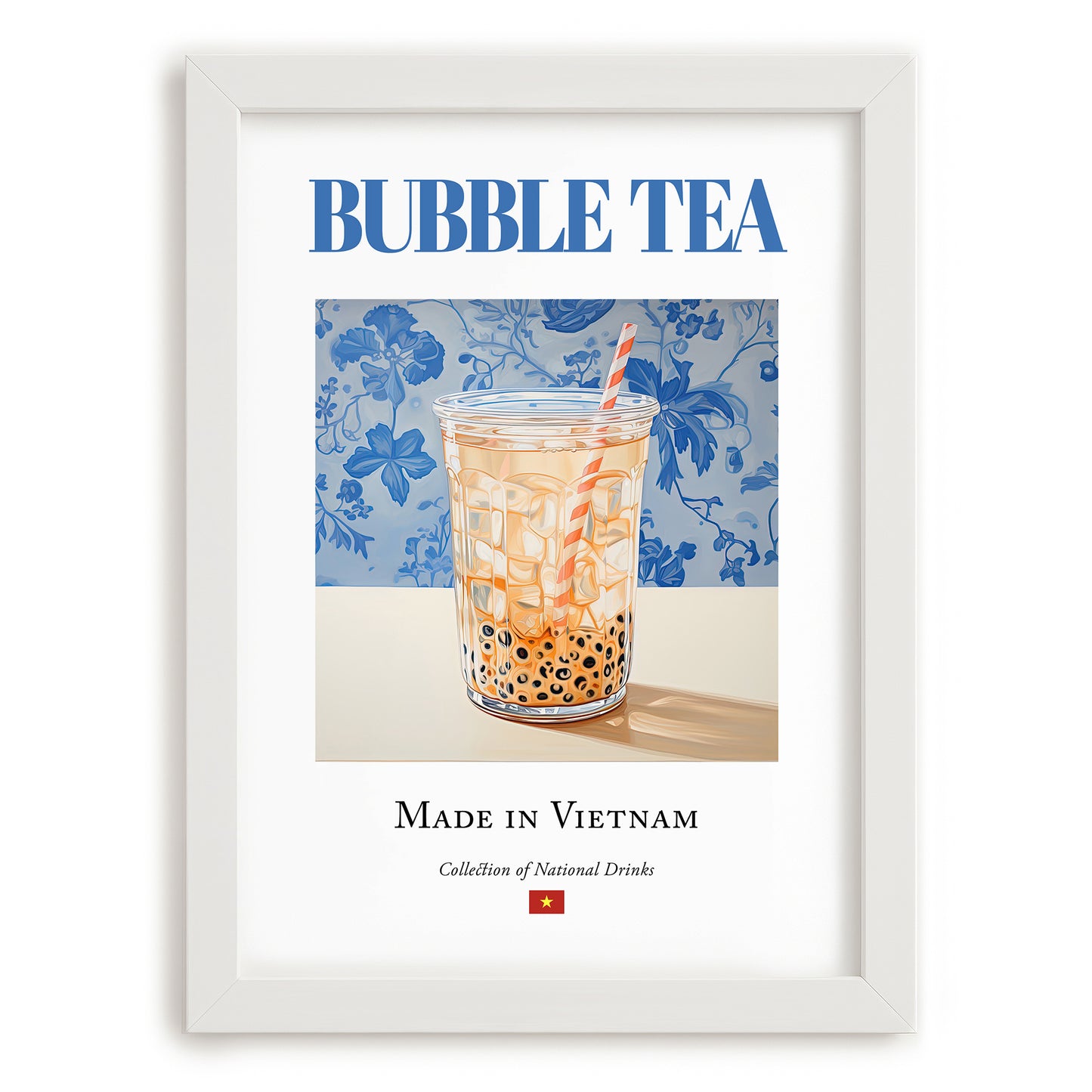 Bubble Tea – Vietnamese Tea, Tea Room Wall Art, placed in minimal white frame