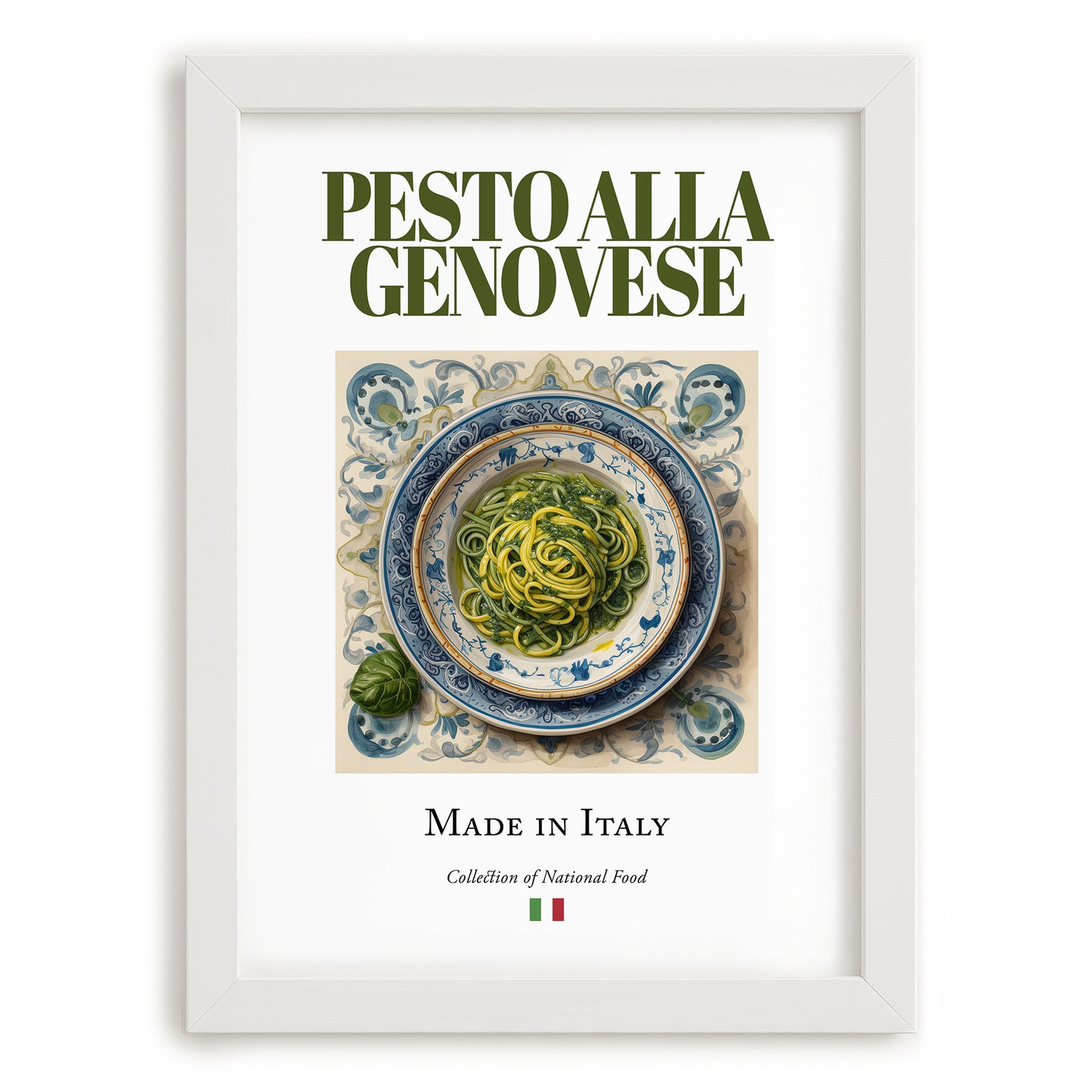 Pesto alla Genovese – Italian Sauce Dish, Bistro Poster, placed in minimal white frame