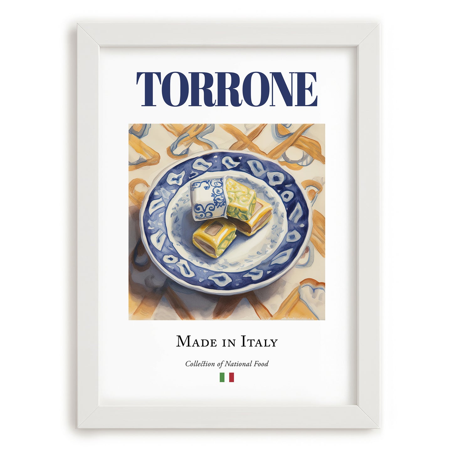 Torrone – Italian Dessert Dish, Tavern Poster, placed in minimal white frame