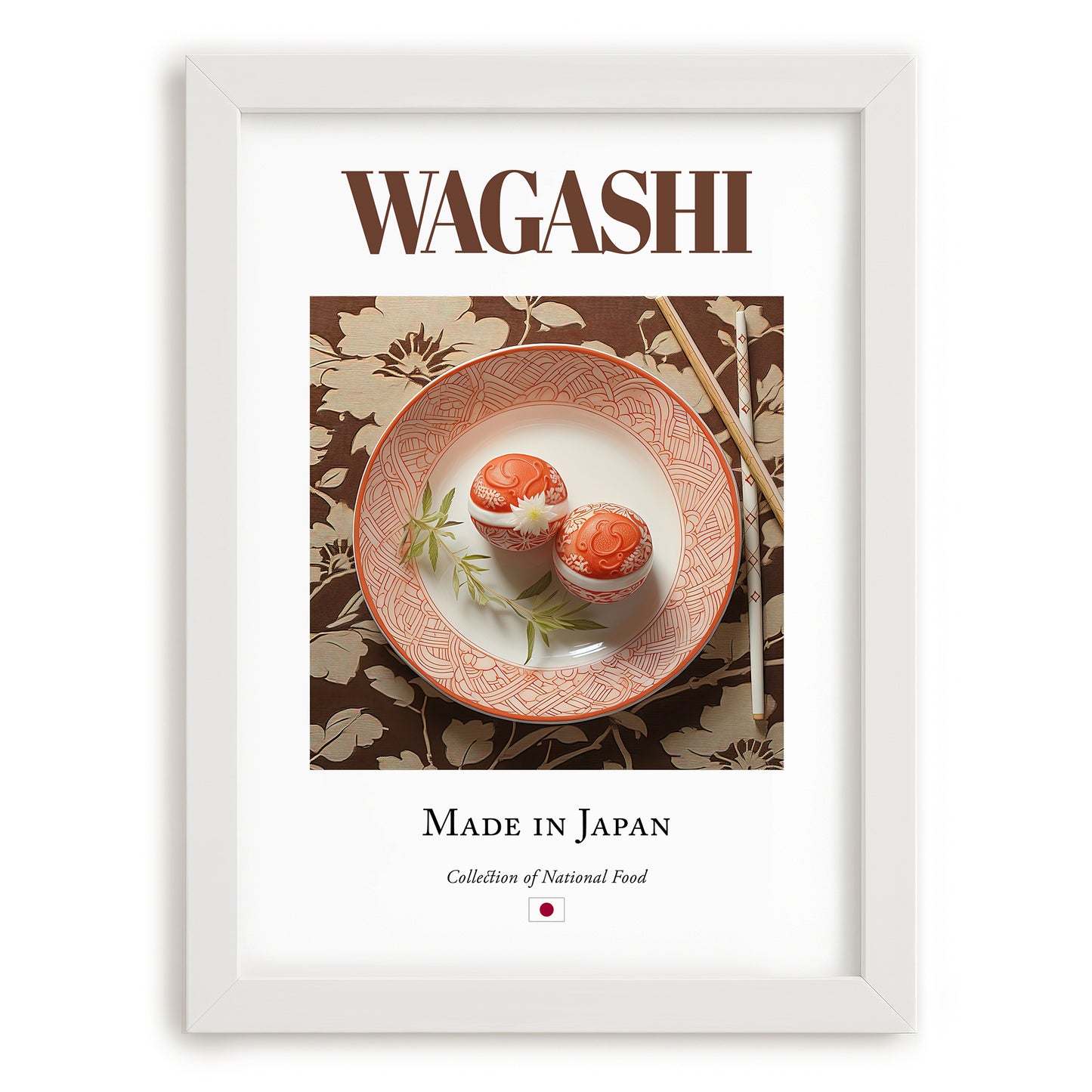 Wagashi – Japanese Dessert Dish, Café Still Life, placed in minimal white frame