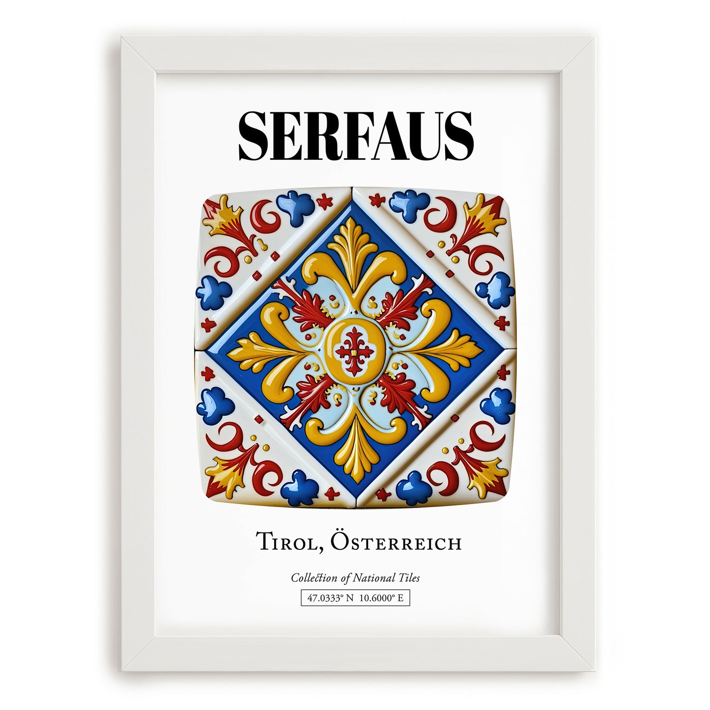 Serfaus, Austria – Global Cities Wall Print, placed in minimal white frame