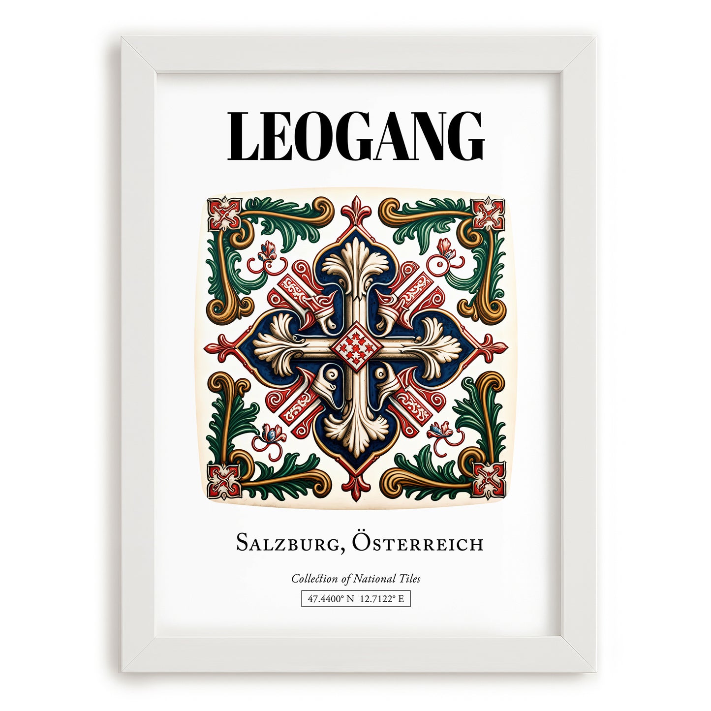 Leogang, Austria – Cultural Heritage Wall Art, placed in minimal white frame