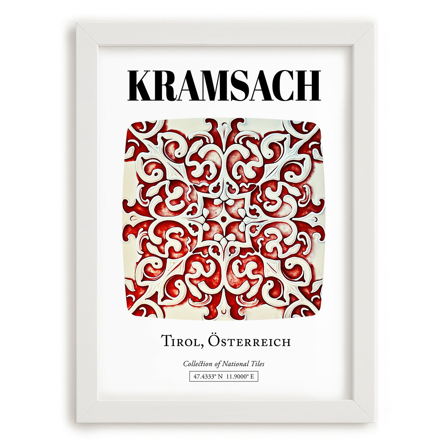 Kramsach, Austria – Architectural Travel Art, placed in minimal white frame