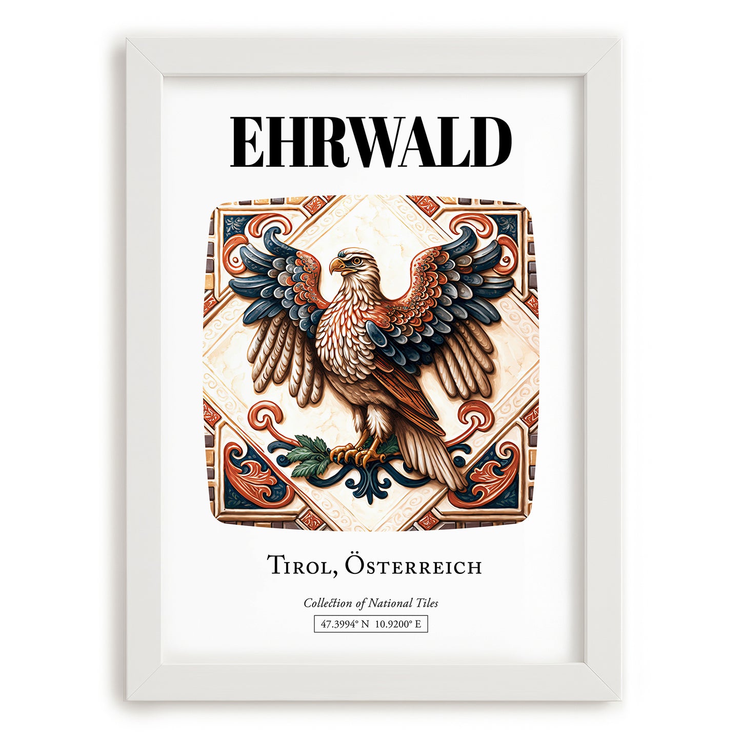 Ehrwald, Austria – Travel Print, placed in minimal white frame