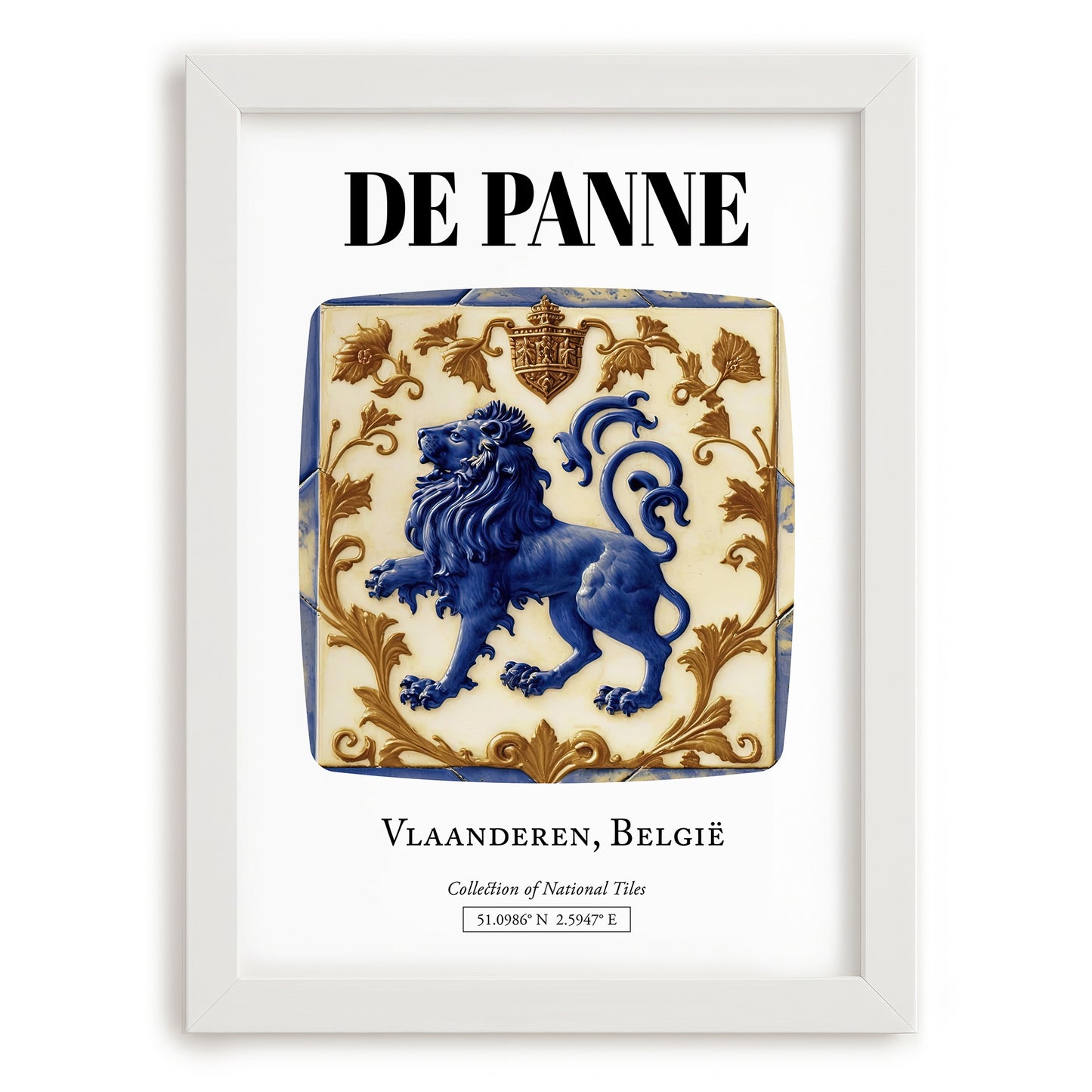De Panne, Belgium – Travel Wall Art, placed in minimal white frame