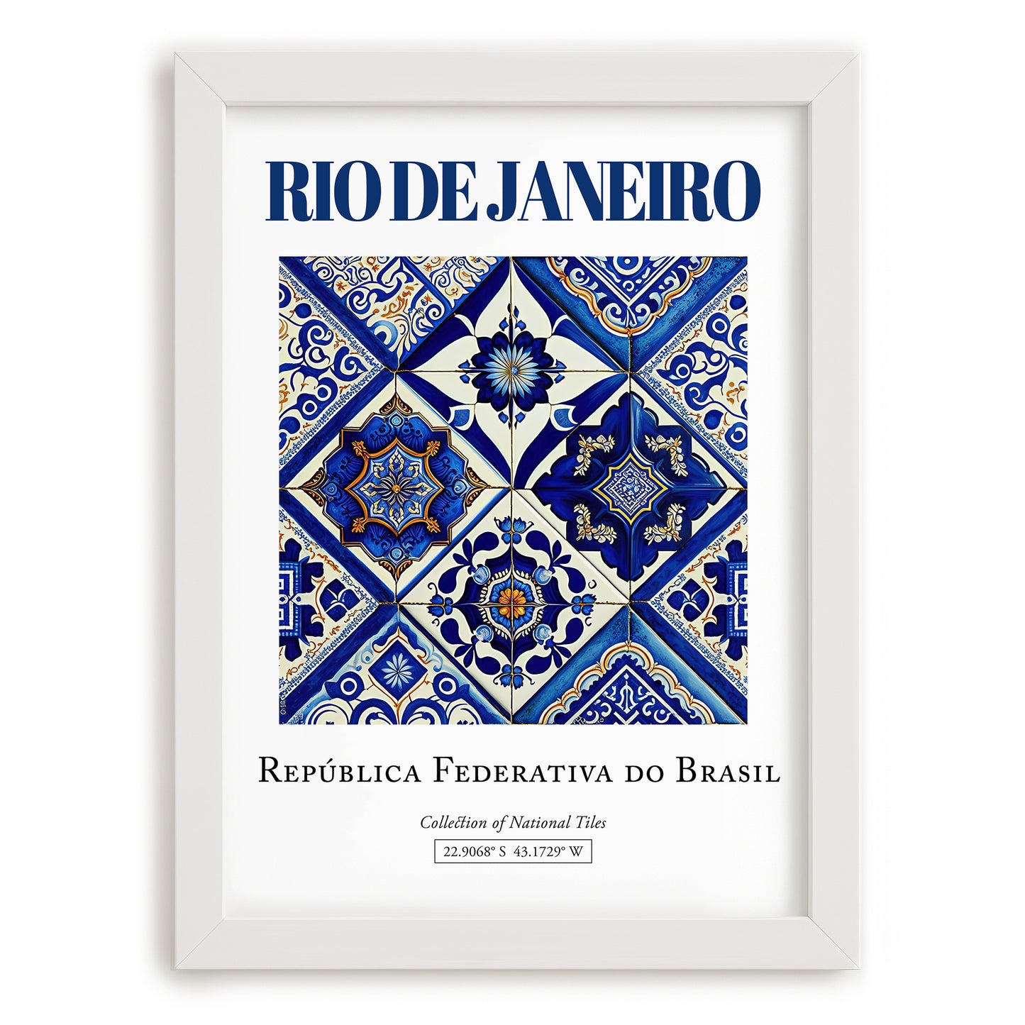 Rio de Janeiro, Brasil – Travel Wall Art, placed in minimal white frame