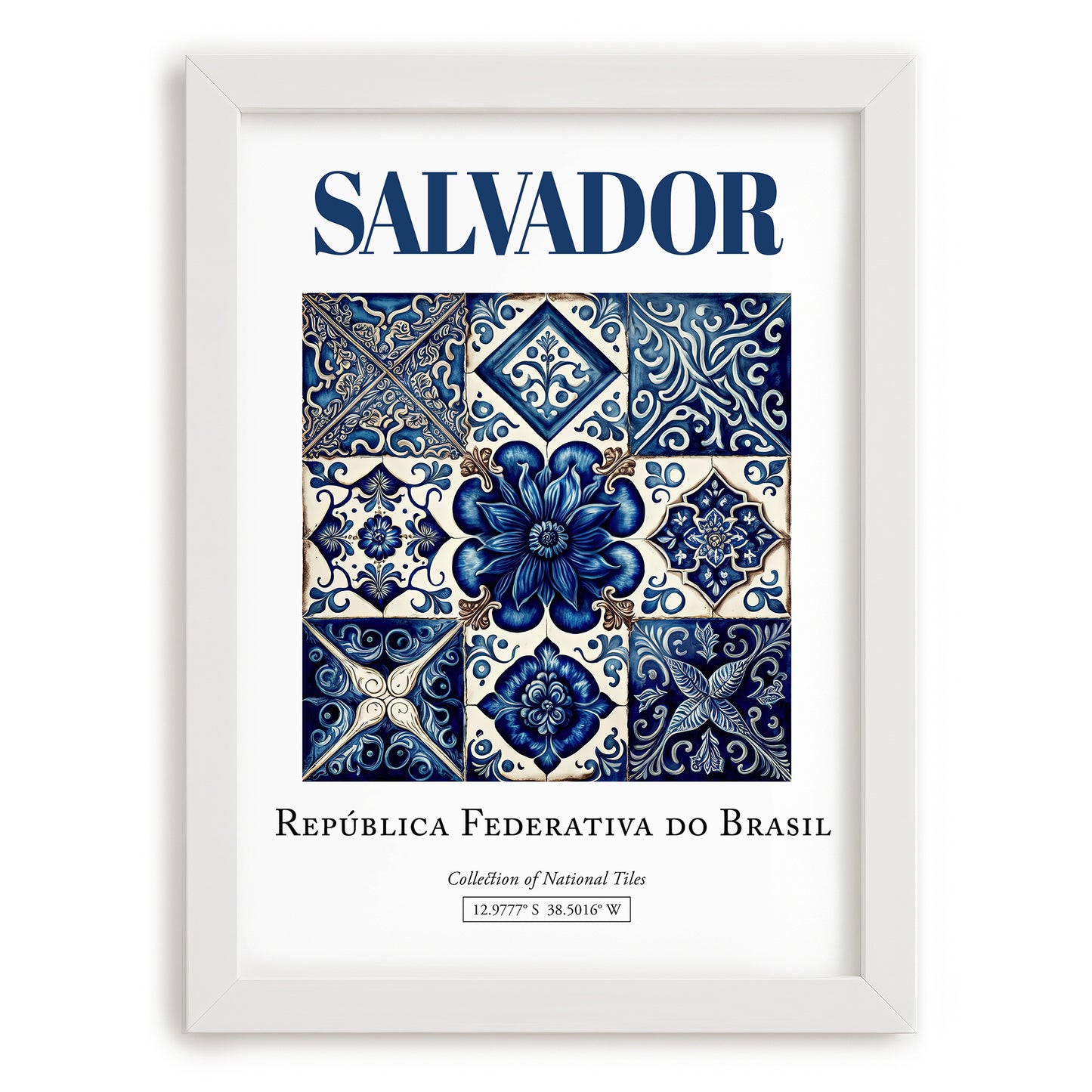 Salvador, Brasil – Architectural Travel Art, placed in minimal white frame
